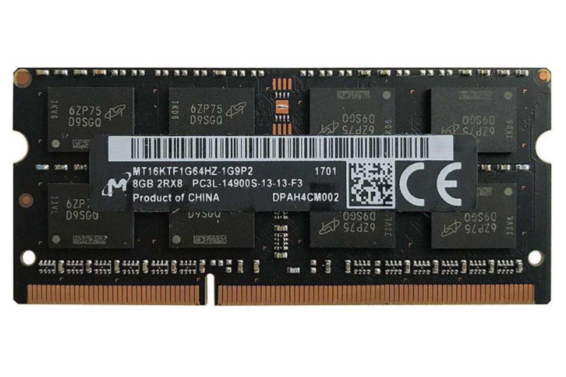 Micron MT16KTF1G64HZ-1G9P2 ظرفیت 16 گیگابایت (2x8) از نوع DDR3L-1866 