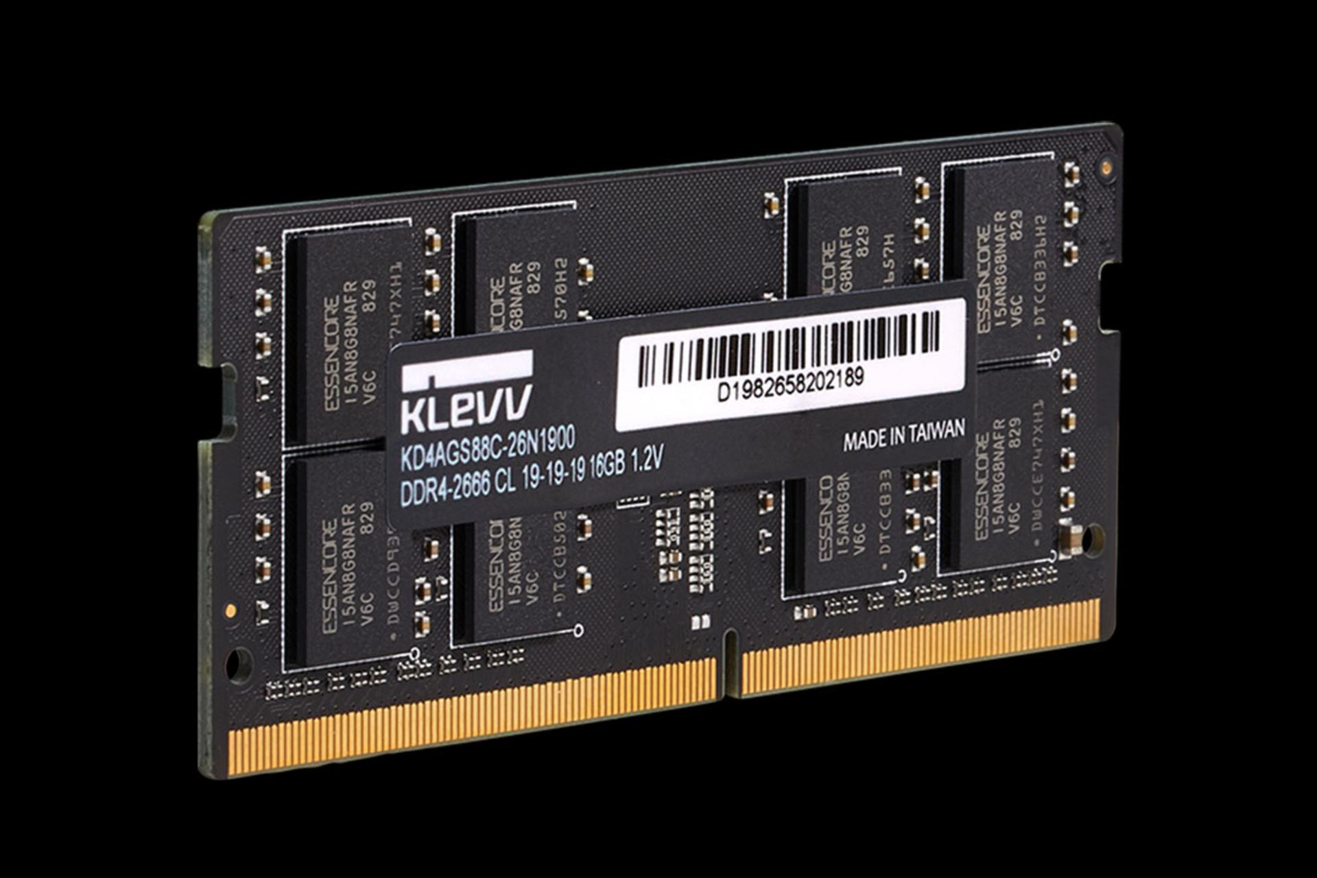 klevv SO-DIMM Standard ظرفیت 16 گیگابایت از نوع DDR4-2666نمای جانبی