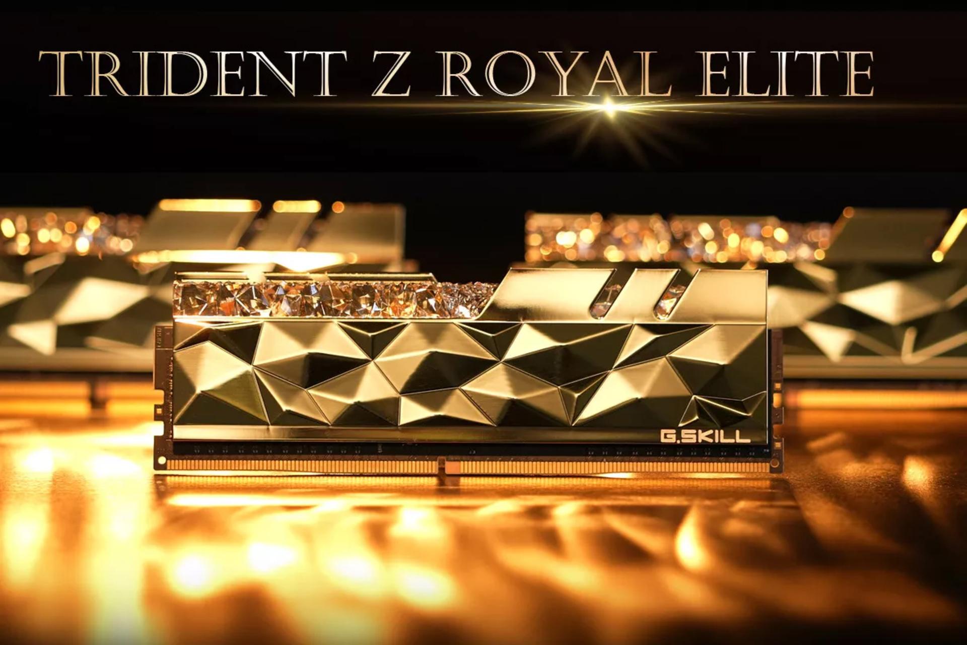 نمای نزدیک رم جی اسکیل Trident Z Royal Elite ظرفیت 32 گیگابایت (2x16) از نوع DDR4-4800