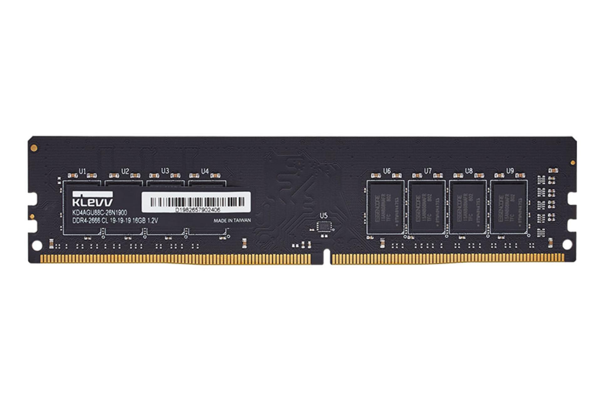  klevv U-DIMM Standard ظرفیت 16گیگابایت از نوع DDR4-2666 نمای روبرو