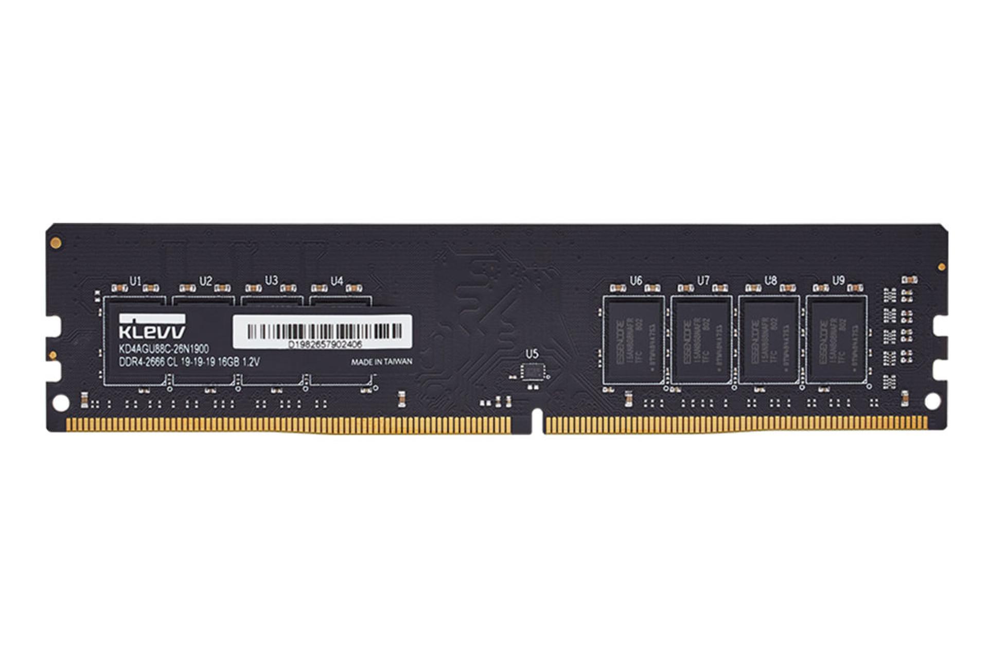  klevv U-DIMM Standard ظرفیت 16گیگابایت از نوع DDR4-2666 نمای روبرو