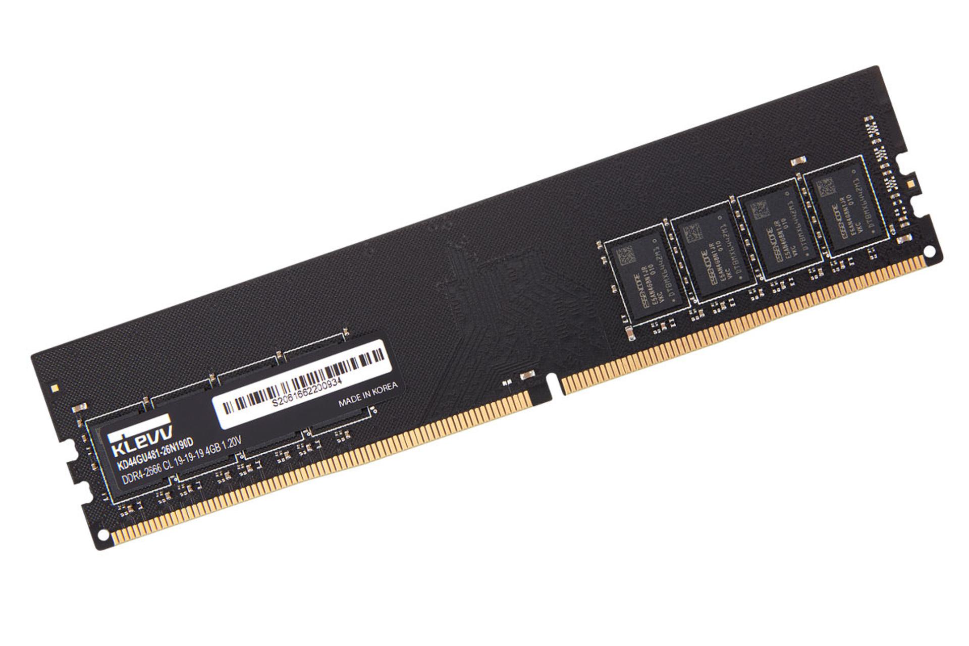  klevv U-DIMM Standard ظرفیت 4 گیگابایت از نوع DDR4-2666 نمای جانبی3