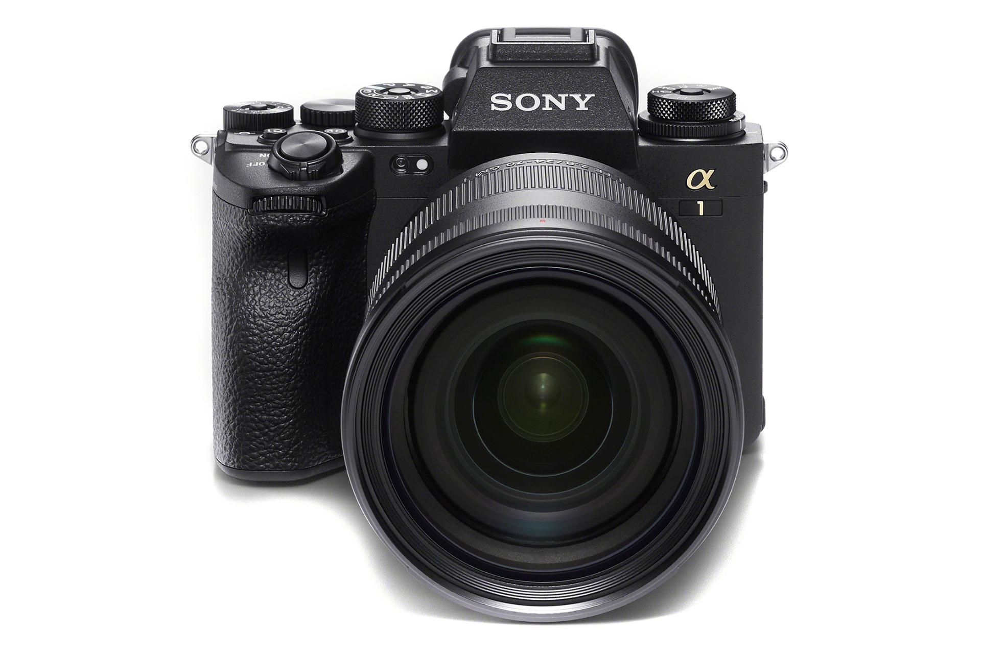 نمای جلو دوربین بدون آینه سونی آلفا وان / sony a1 به همراه لنز