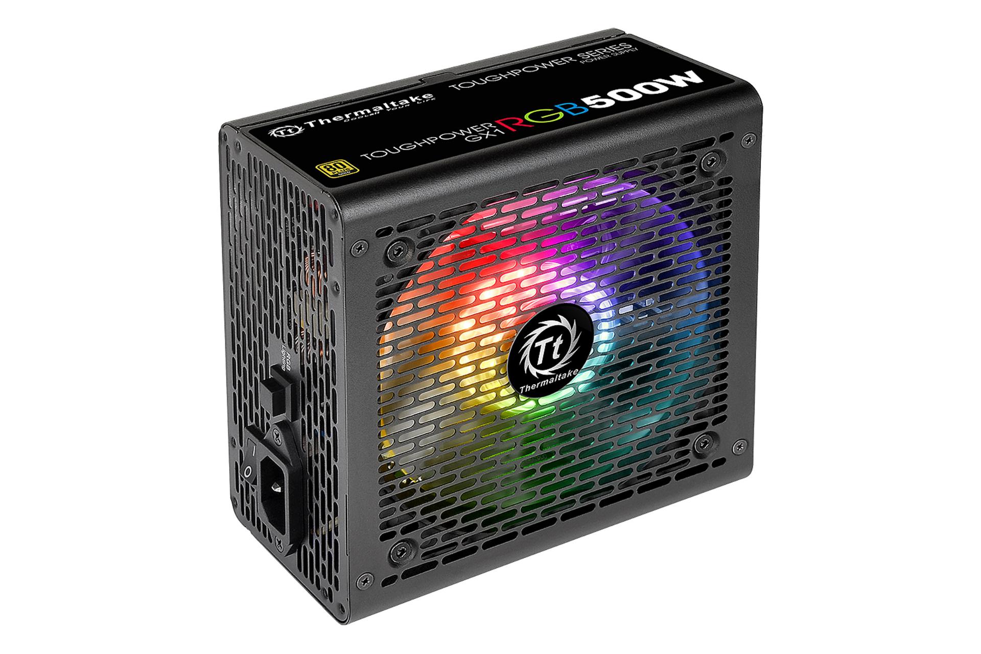 نمای ایستاده پاور کامپیوتر ترمالتیک Toughpower GX1 RGB با توان 500 وات