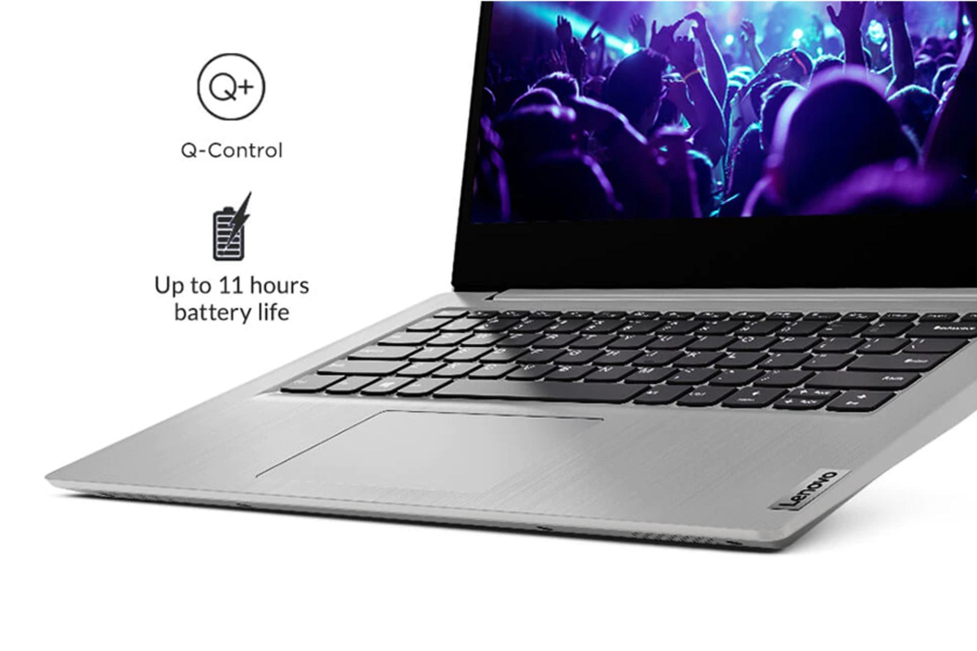 نمای نزدیک لپ تاپ لنوو آیدیاپد Slim 3 و نمایش کیبورد