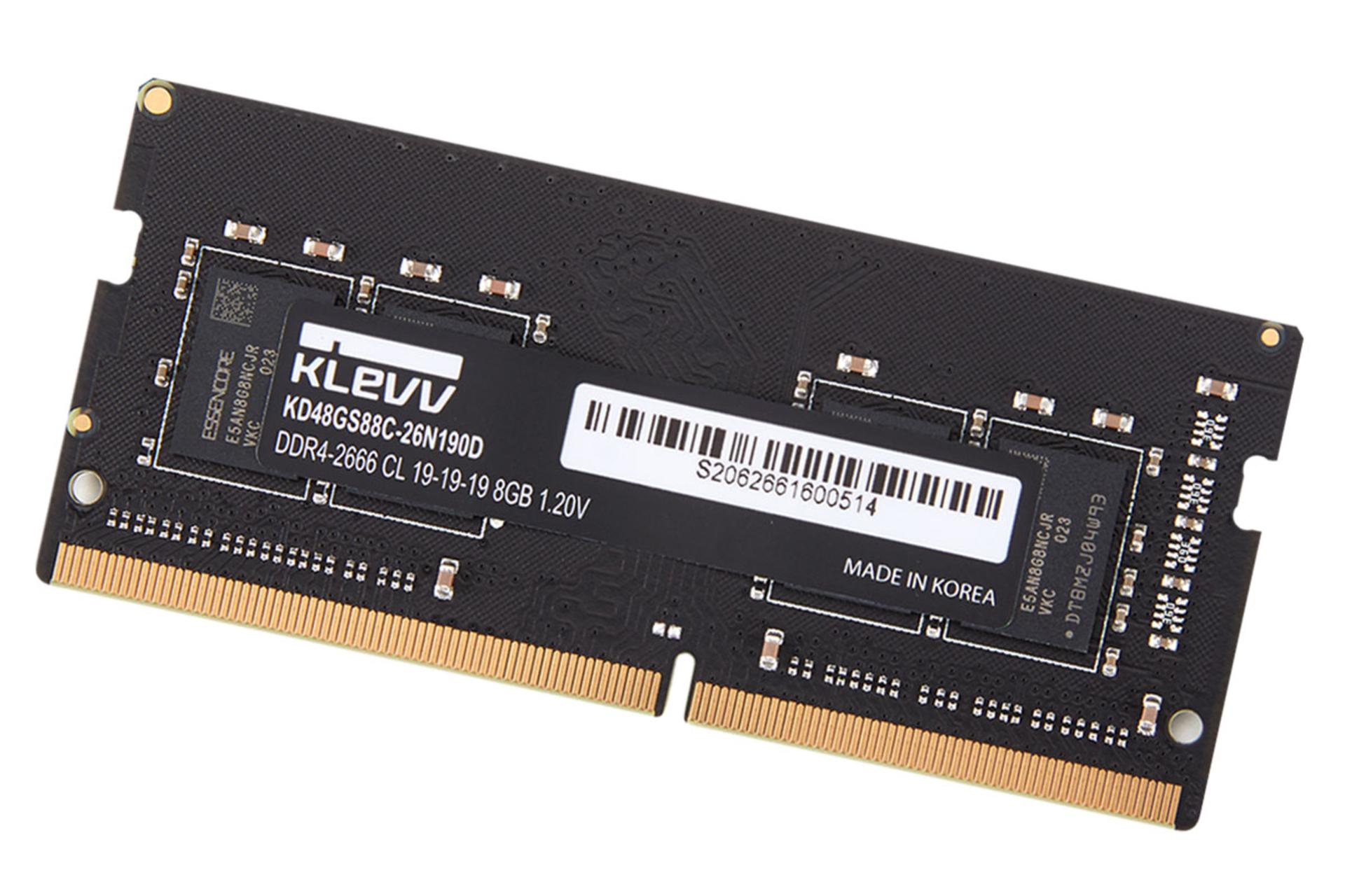 klevv SO-DIMM Standard ظرفیت 8 گیگابایت از نوع DDR4-2666 نمای جانبی