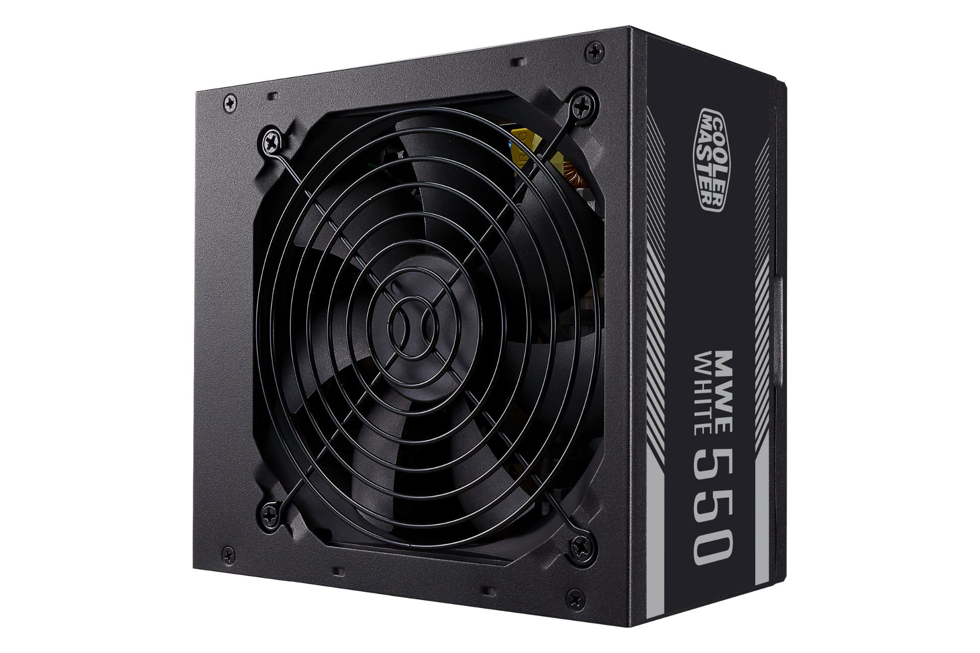 نمای ایستاده پاور کامپیوتر کولر مستر MWE 550 White V2 با توان 550 وات