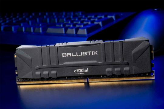 نمای جلورنگ مشکی رم کروشیال Ballistix RGB ظرفیت 32 گیگابایت (2x16) از نوع DDR4-3000