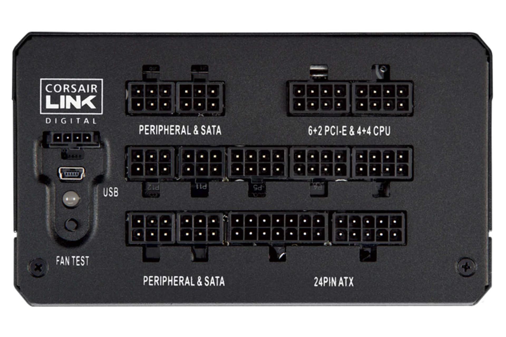 نمای اتصالات پاور کامپیوتر کورسیر HX850i Platinum با توان 850 وات