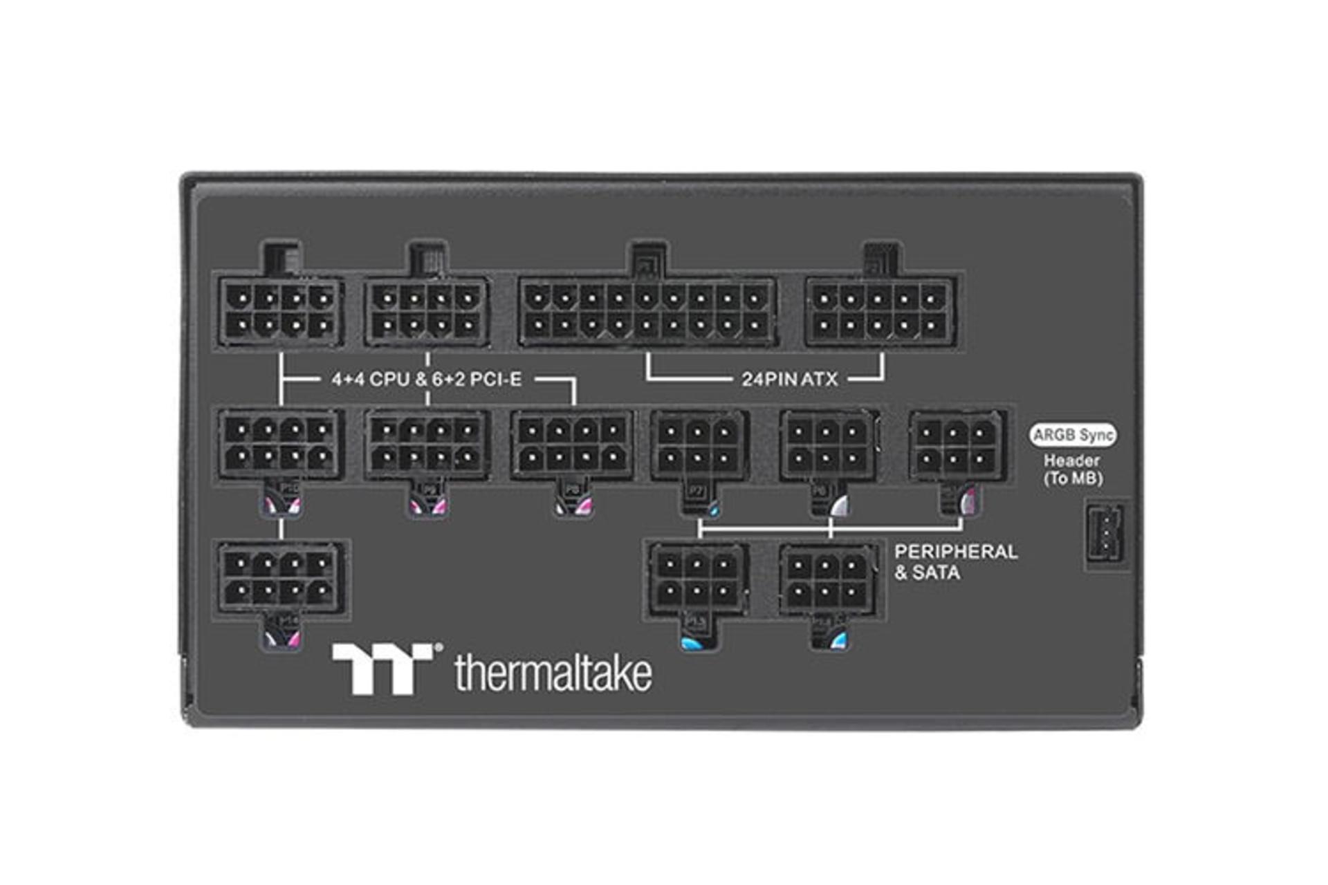 پاور کامپیوتر ترمالتیک Toughpower PF1 ARGB با توان 1200 وات نمای اتصالات