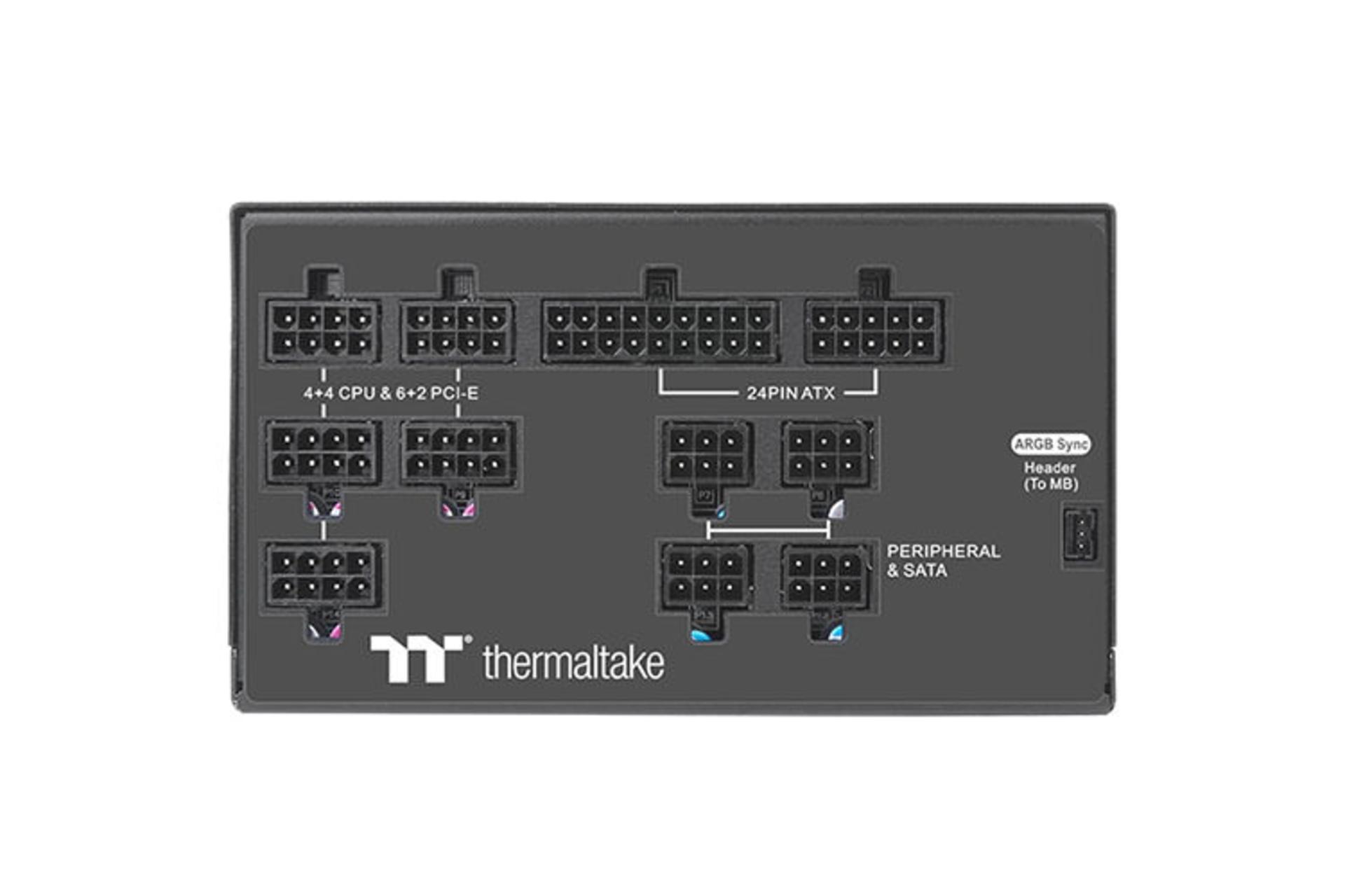 پاور کامپیوتر ترمالتیک Toughpower PF1 ARGB با توان 850 وات نمای اتصالات