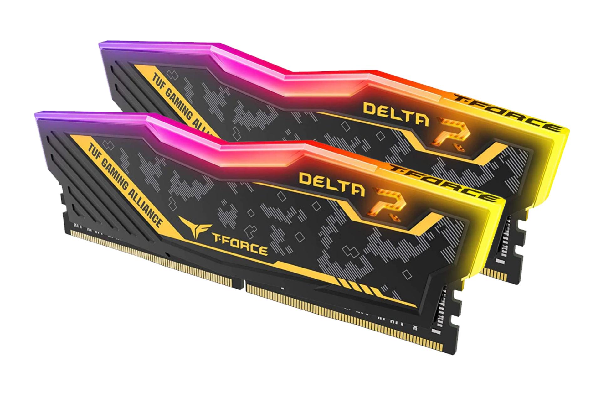 نمای کنار رم تیم گروپ T-FORCE DELTA TUF ظرفیت 32 گیگابایت (2x16) از نوع DDR4-3200
