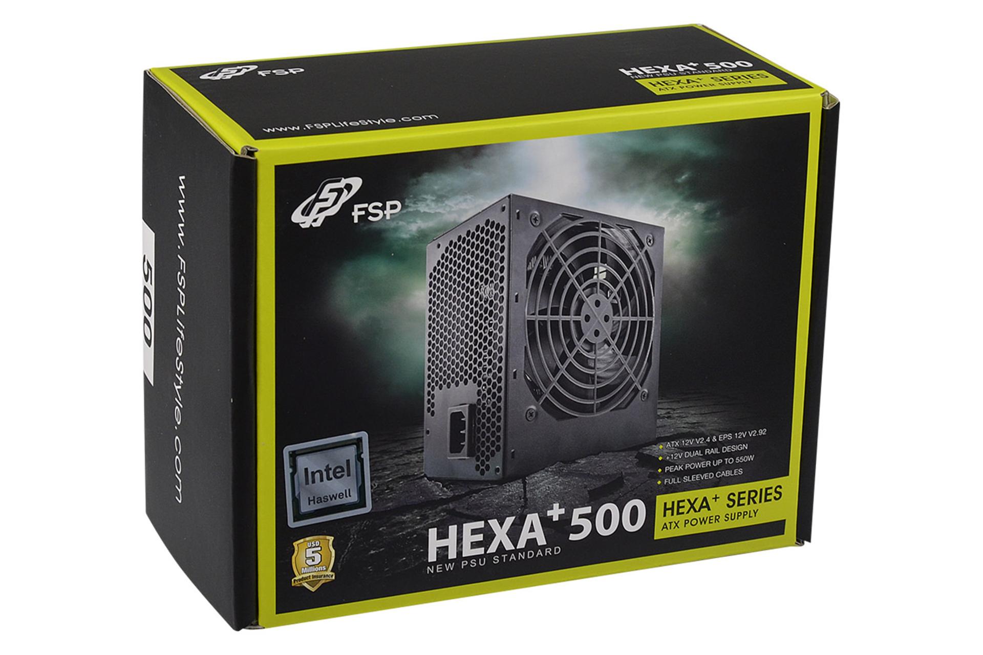 جعبه پاور کامپیوتر اف اس پی +HEXA با توان 500 وات