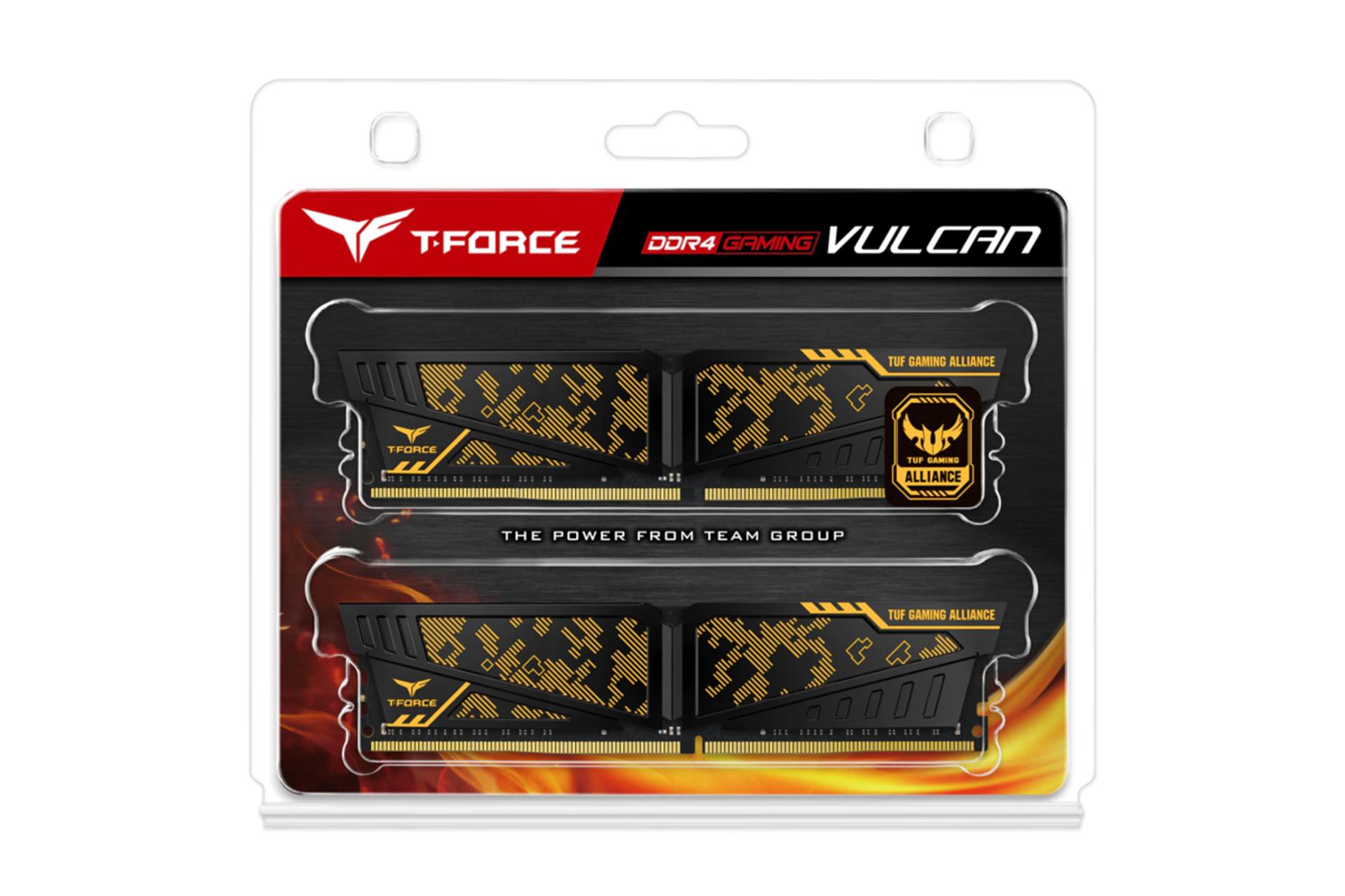 جعبه رم تیم گروپ T-FORCE VULCAN TUF ظرفیت 16 گیگابایت (2x8) از نوع DDR4-3200