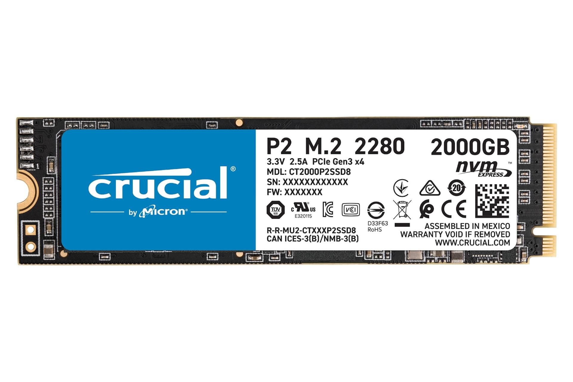 SSD کروشیال Crucial P2 NVMe M.2 2TB ظرفیت 2 ترابایت