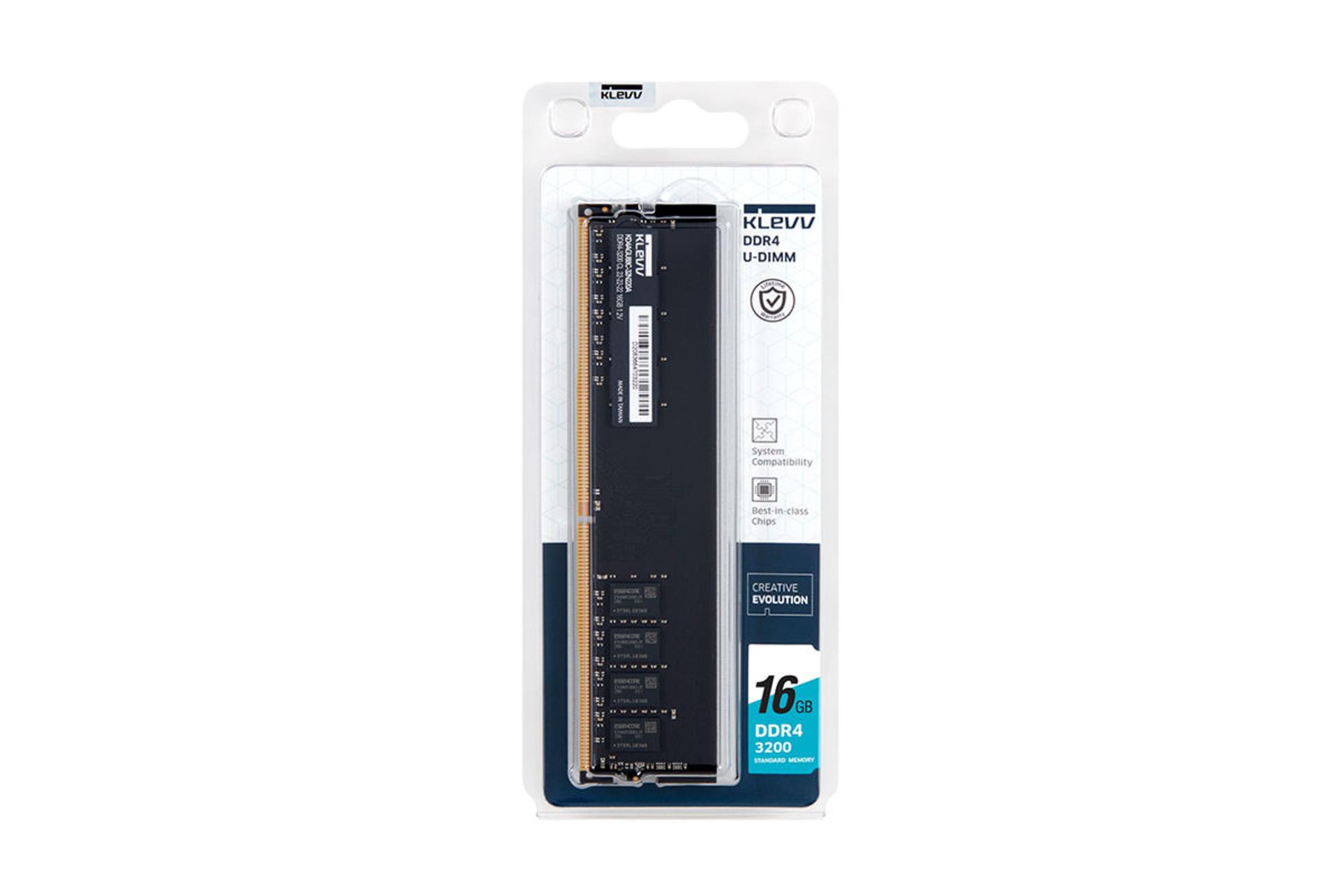 klevv U-DIMM Standard ظرفیت 32 گیگابایت از نوع DDR4-3200 بسته بندی