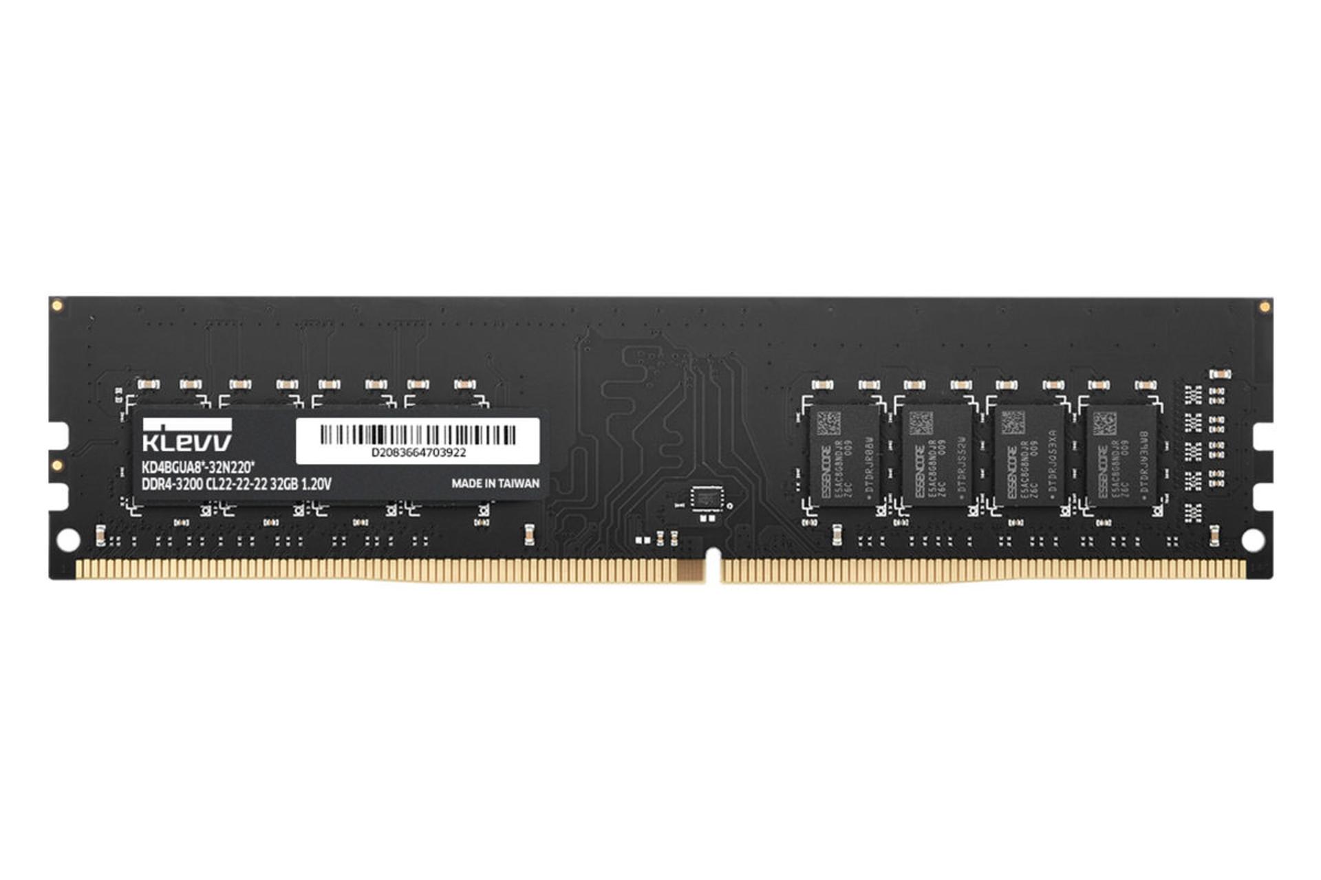klevv U-DIMM Standard ظرفیت 32 گیگابایت از نوع DDR4-3200 نمای روبرو