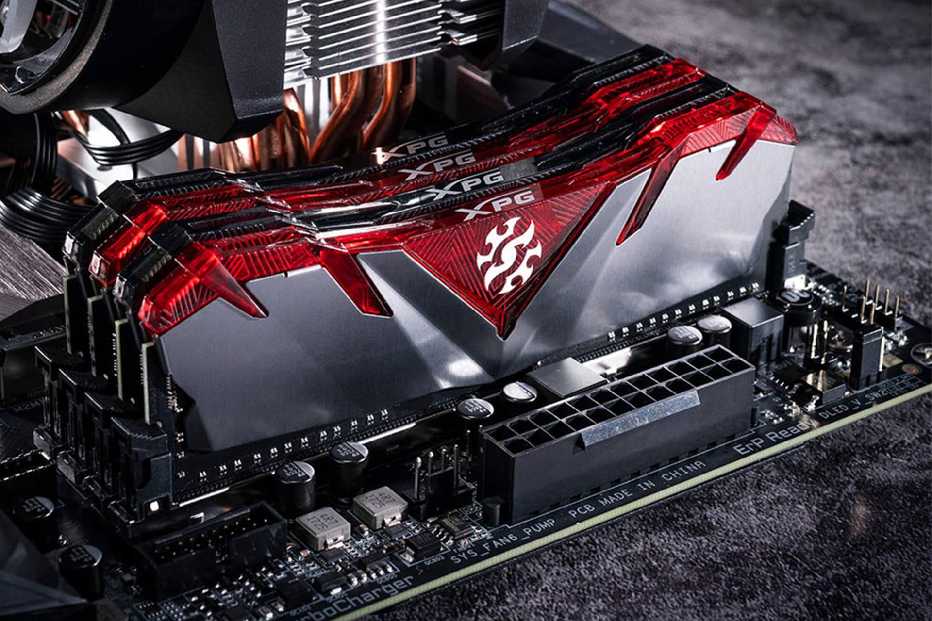  رم ای دیتا XPG GAMMIX D30 ظرفیت 16 گیگابایت (2x8) از نوع DDR4-3200 نصب شده