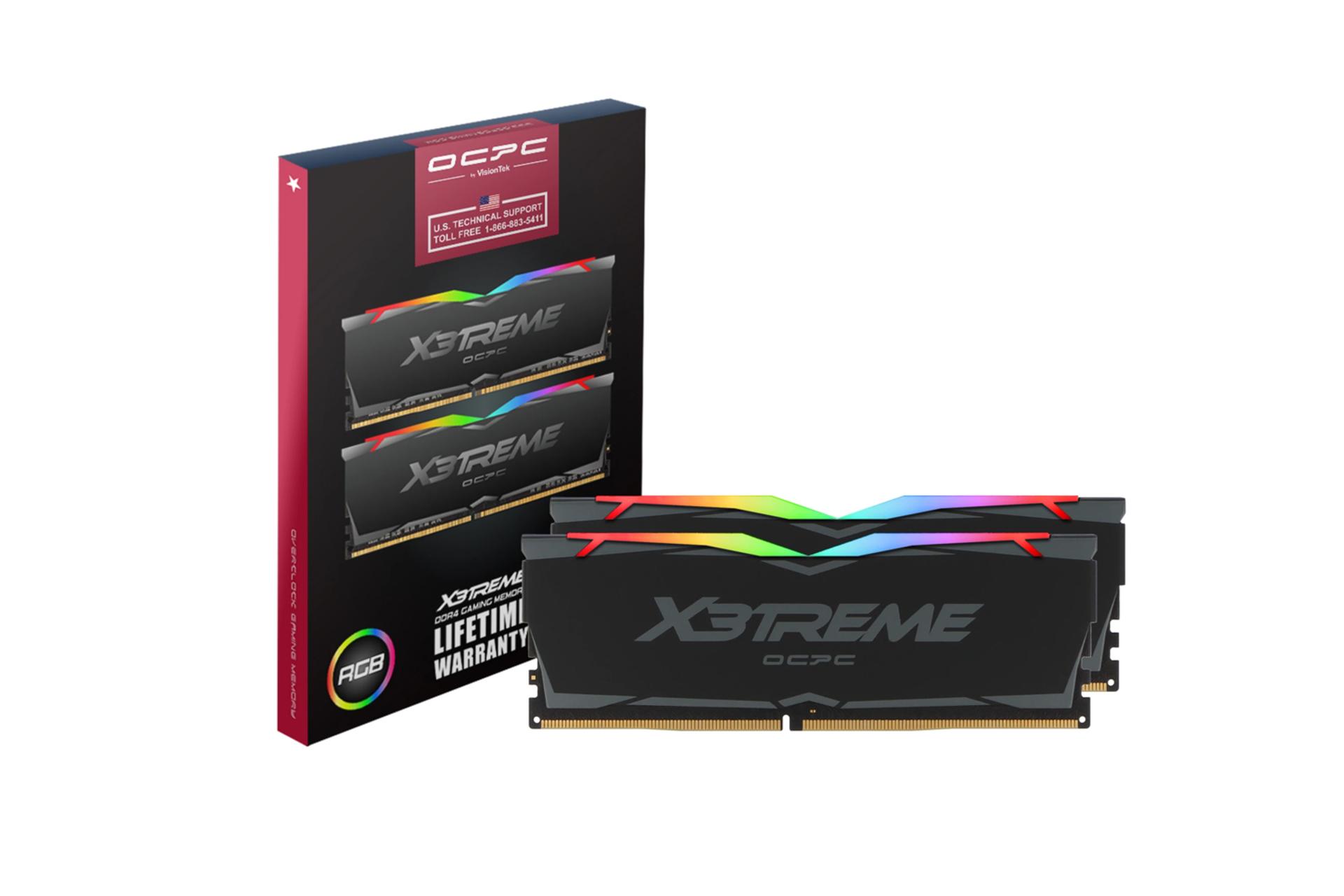 جعبه رم او سی پی سی X3 RGB Black ظرفیت 16 گیگابایت (2x8) از نوع DDR4-4000