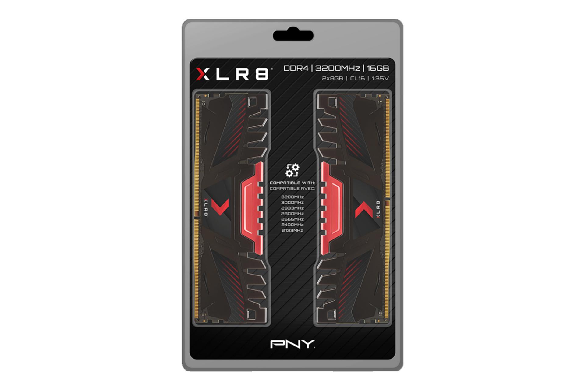 جعبه رم پی ان وای XLR8 ظرفیت 16 گیگابایت (2x8) از نوع DDR4-3200