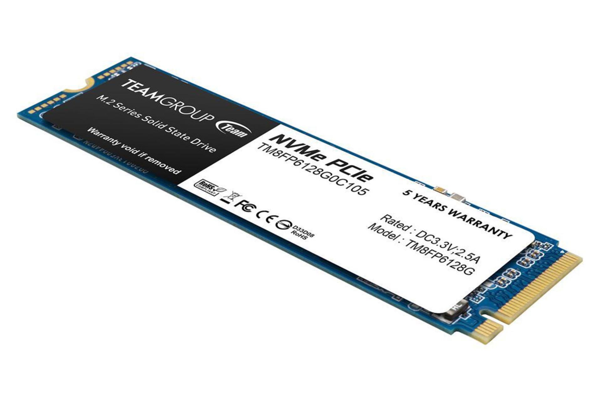 نمای راست SSD تیم گروپ MP33 NVMe M.2 ظرفیت 128 گیگابایت