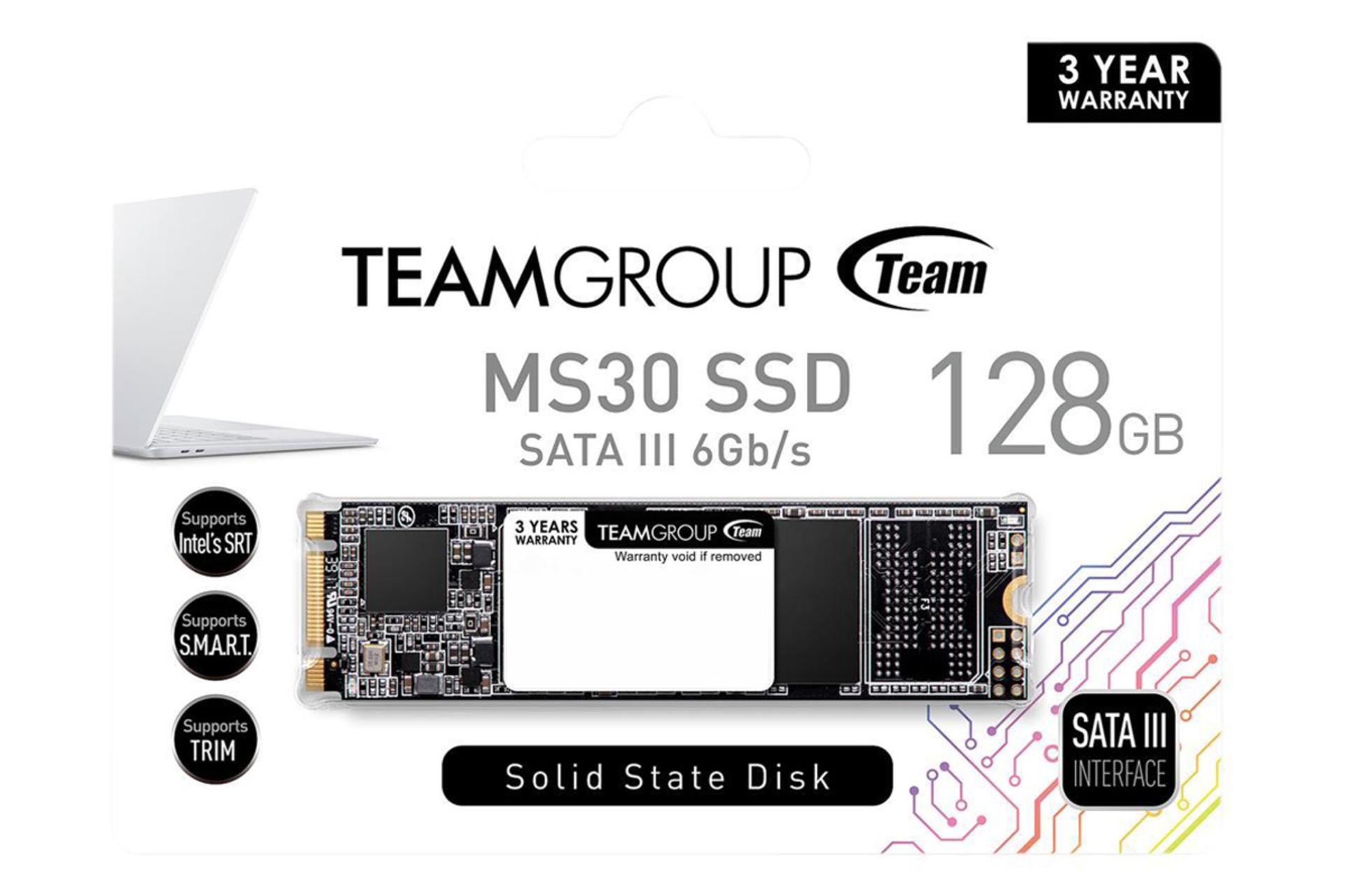 جعبه SSD تیم گروپ MS30 SATA M.2 2280 ظرفیت 128 گیگابایت