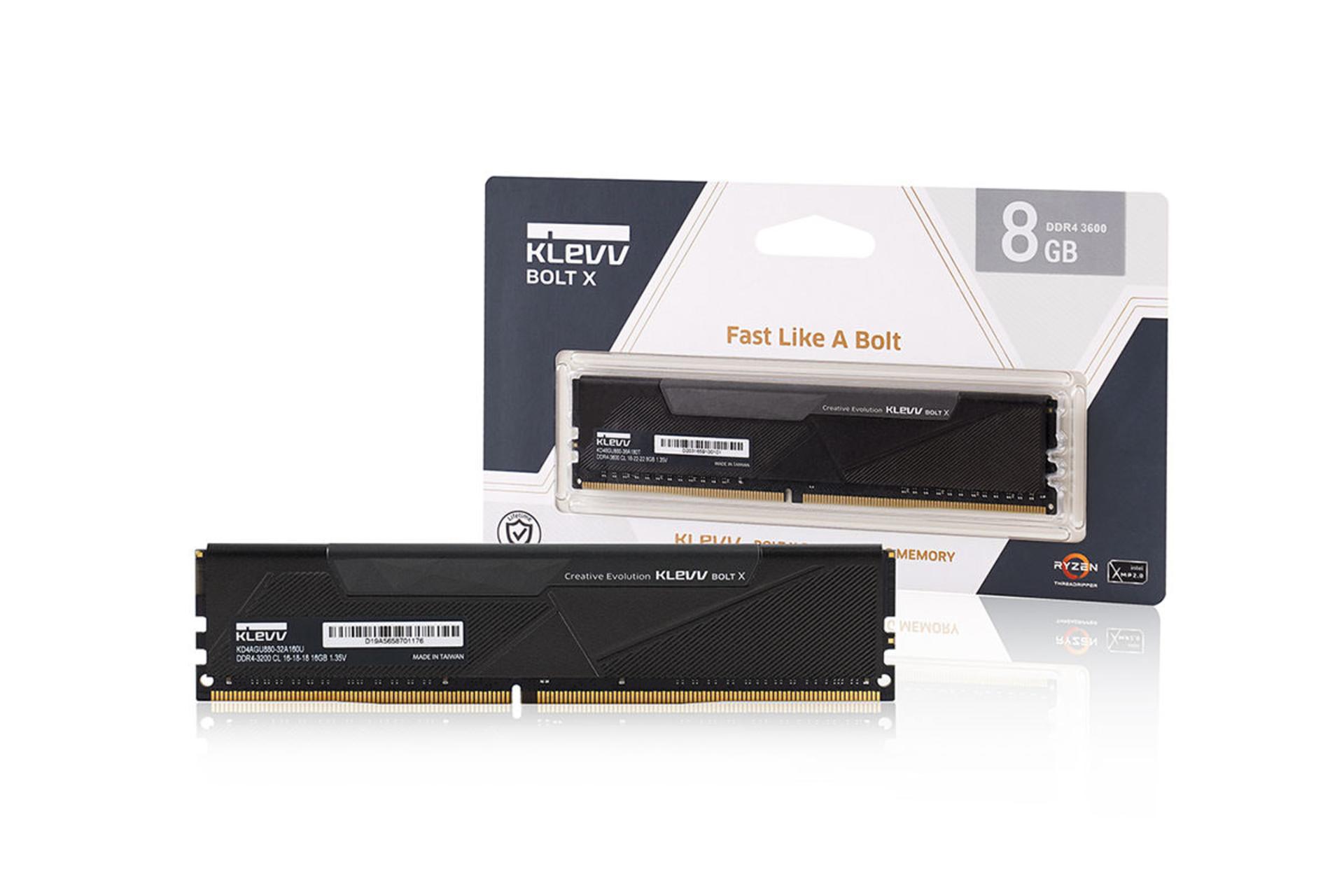 klevv Bolt X ظرفیت 8 گیگابایت از نوع DDR4-3200  نمای جانبی