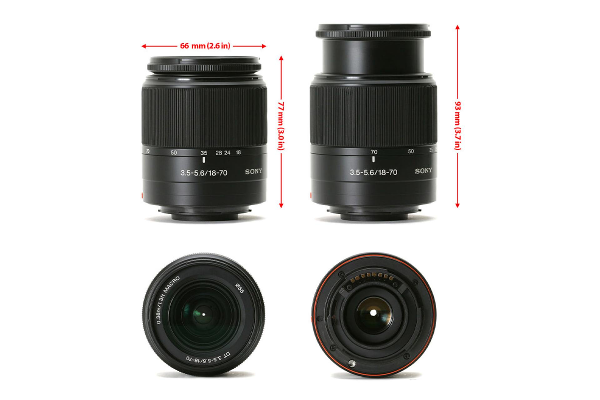 لنز سونی Sony DT 18-70mm F3.5-5.6 ابعاد