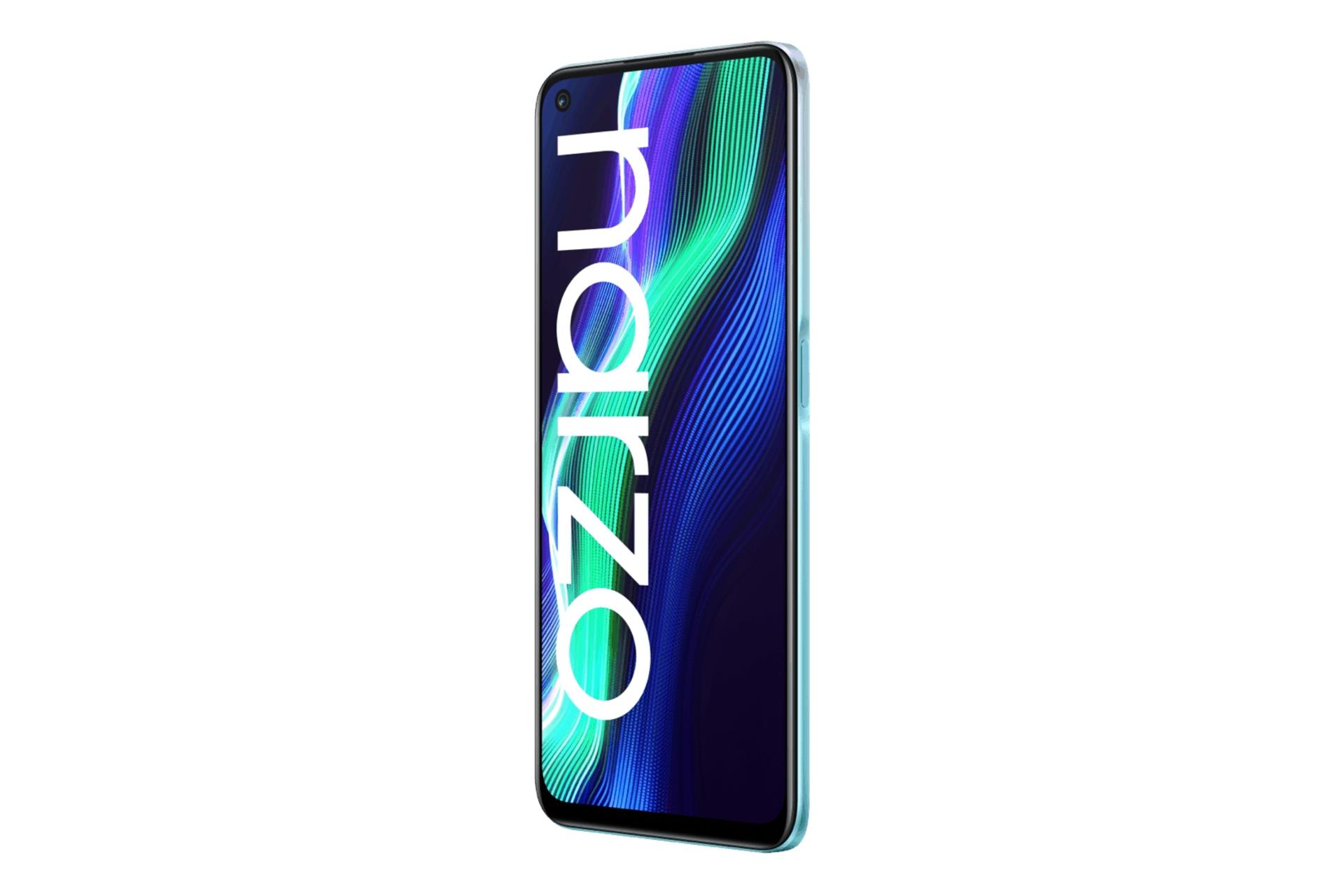 نمای راست پنل جلو گوشی موبایل ریلمی Realme Narzo 50 آبی