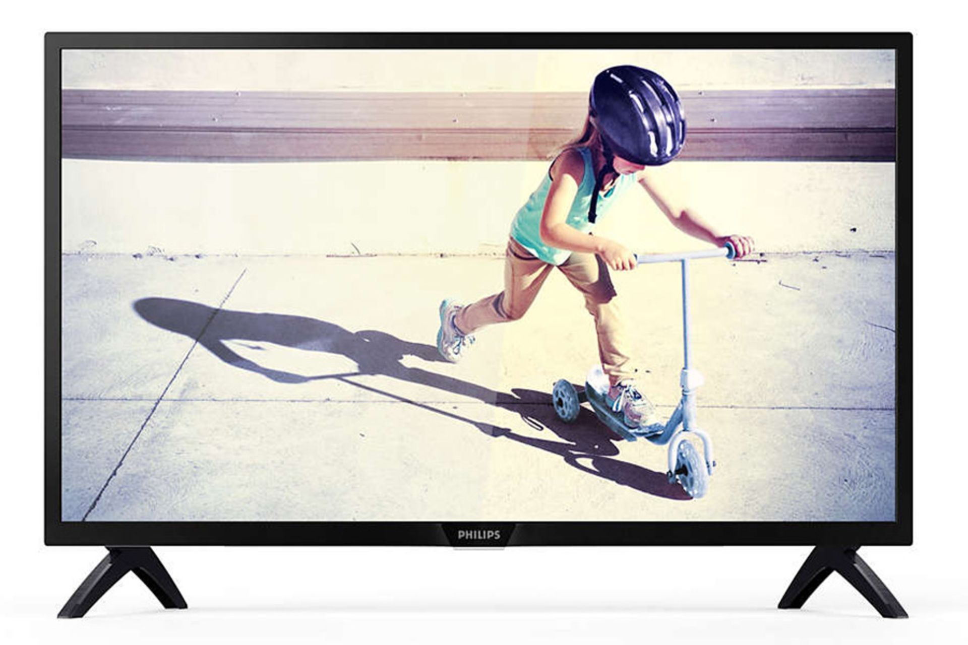 نمای جلو تلویزیون فیلیپس pht4002 با صفحه روشن