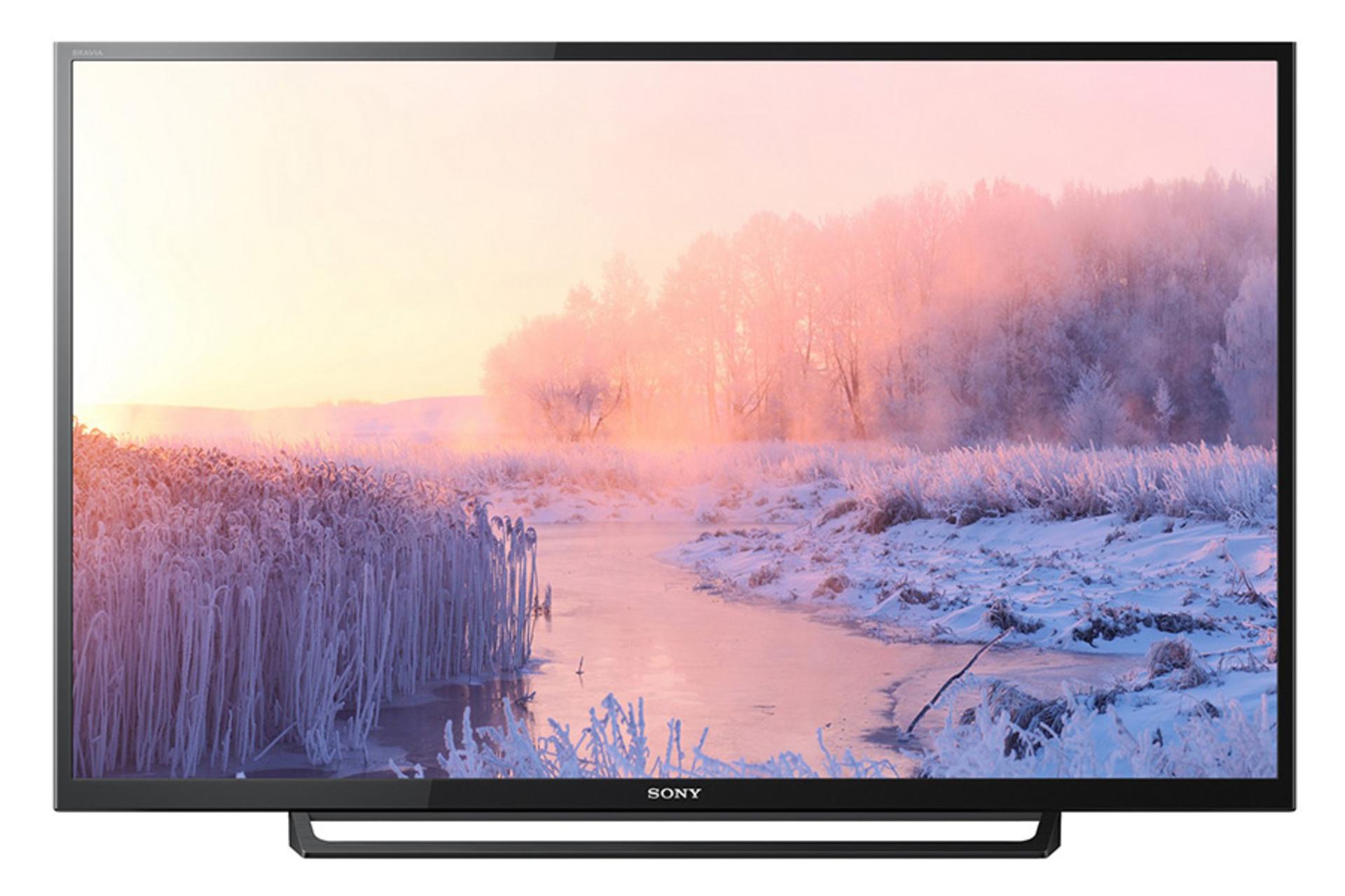 نمای جلو تلویزیون سونی R300E مدل 32 اینچ با صفحه روشن