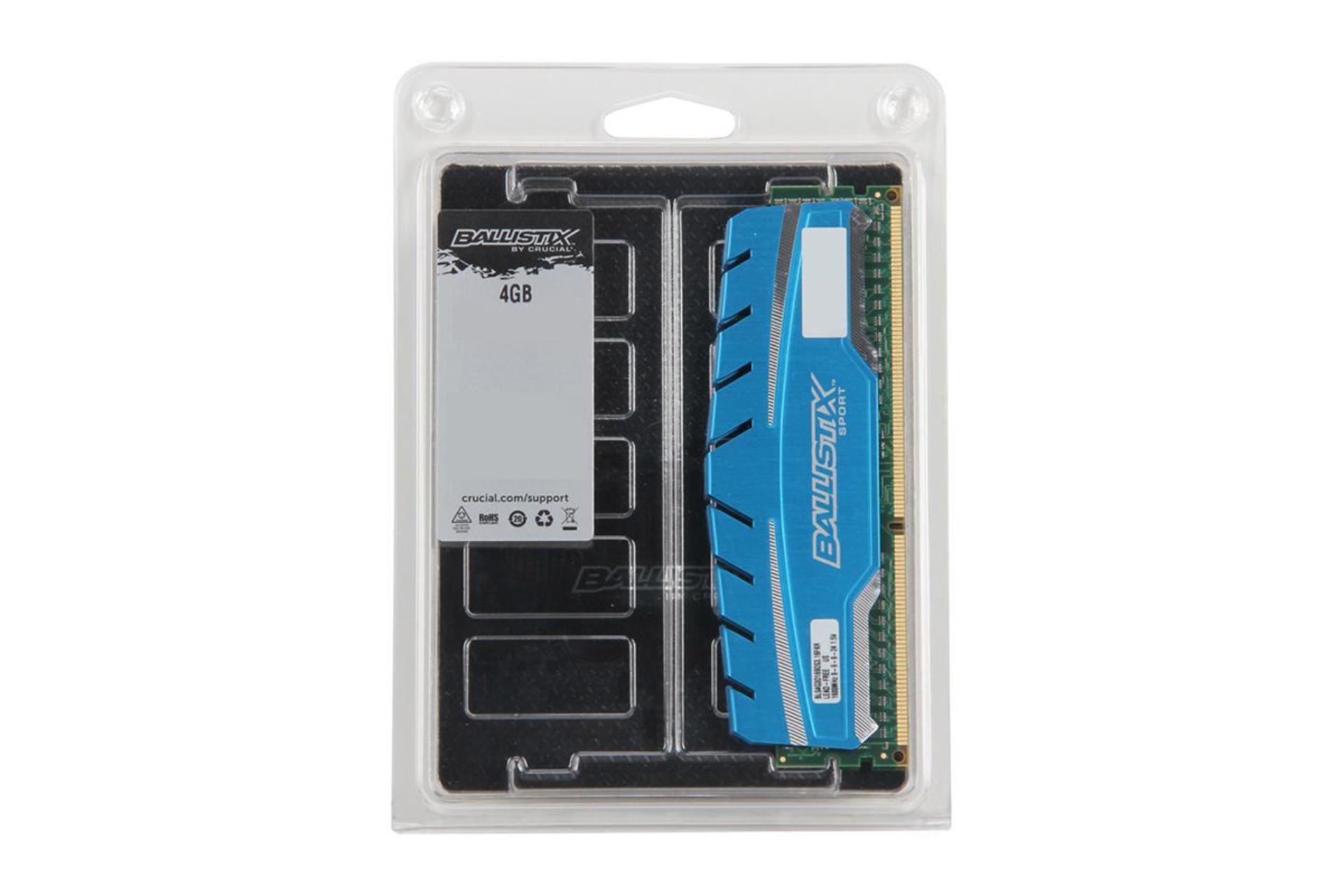 رم کروشیال Ballistix Sport XT ظرفیت 4 گیگابایت از نوع DDR3-1866 بسته بندی