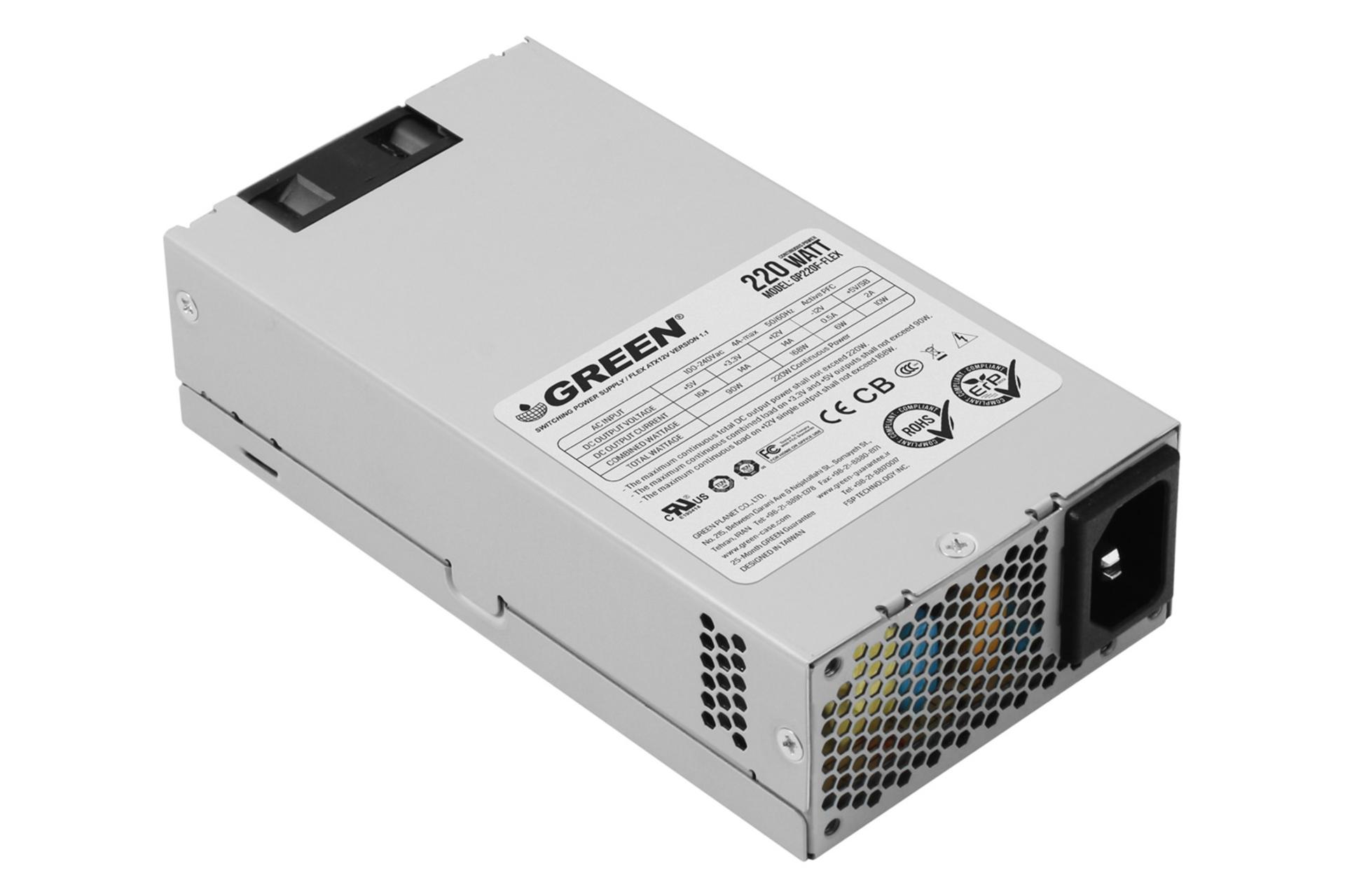 نمای چپ پاور کامپیوتر گرین GP220F-Flex با توان 220 وات