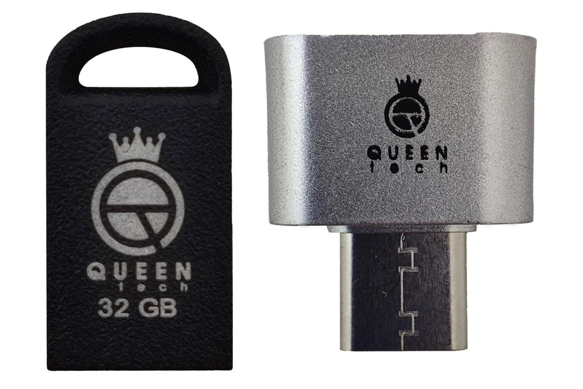 فلش مموری کوئین تک مدل Fact Plus ظرفیت 32 گیگابایت همراه مبدل Type-c