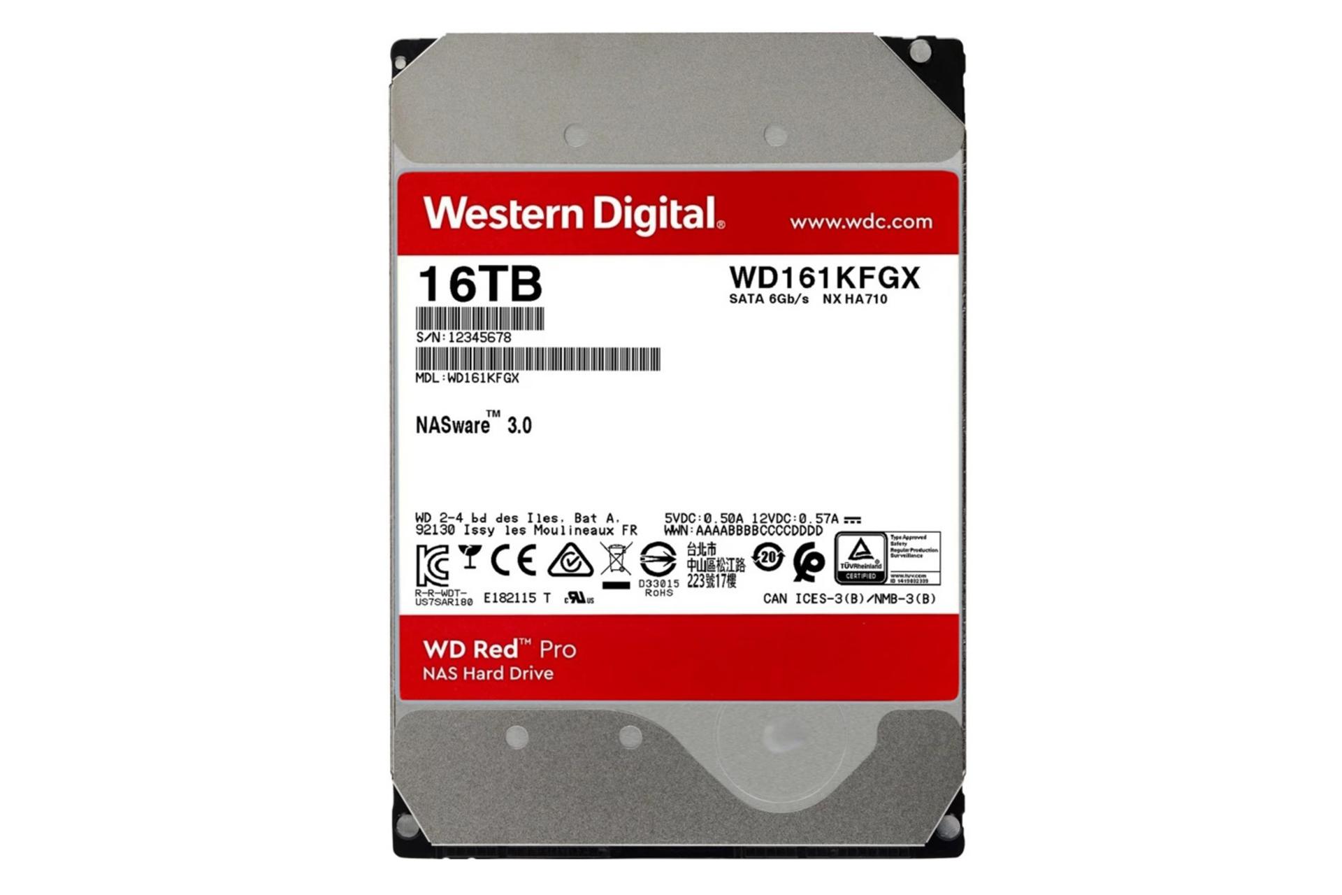 نمای پشت هارد دیسک وسترن دیجیتال Red Pro WD161KFGX ظرفیت 16 ترابایت