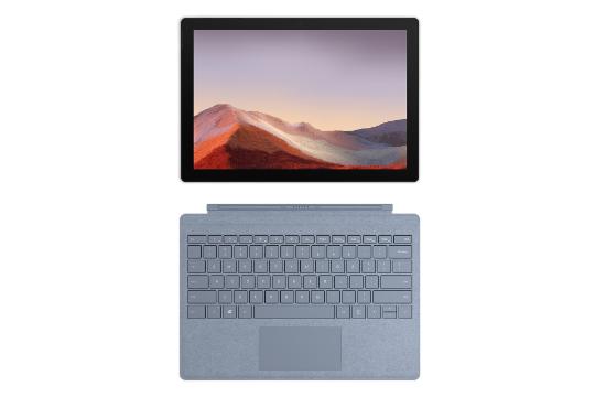 لپ تاپ مایکروسافت سرفیس پرو 7 پلاس در کنار کیبورد