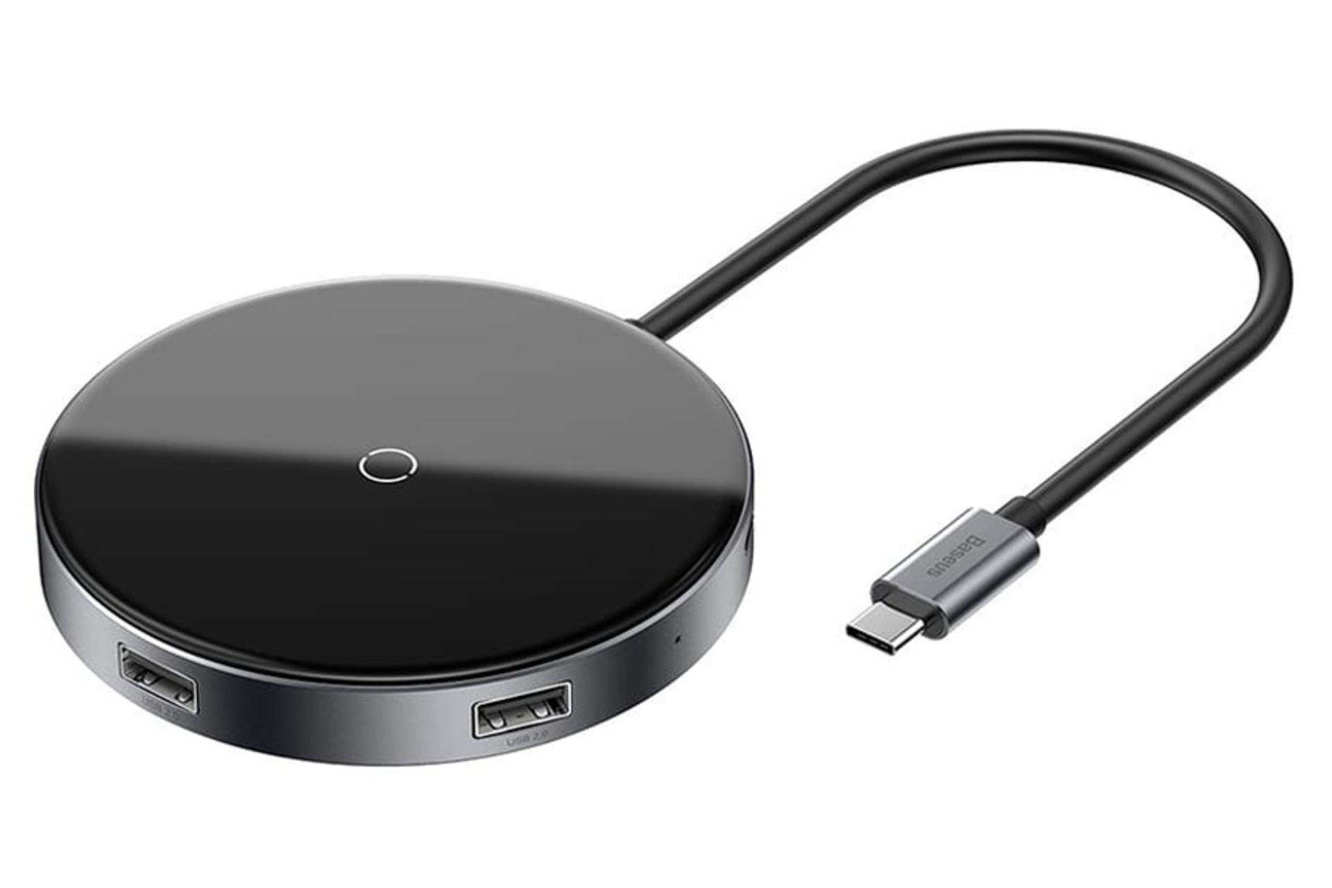 نمای روبرو شارژر باسئوس USB-C Circular Mirror Wireless Charger Hub