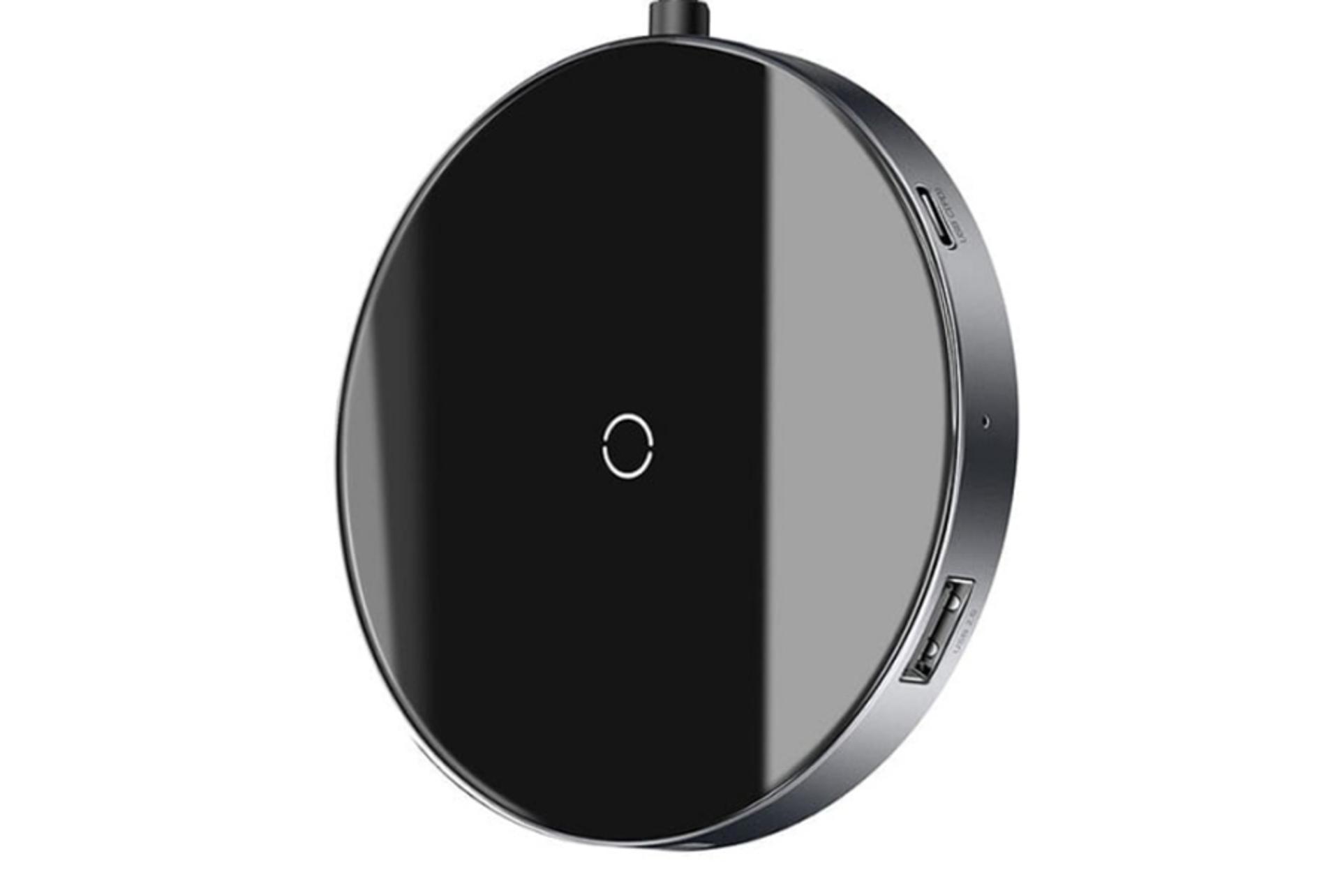نمای جانبی شارژر باسئوس USB-C Circular Mirror Wireless Charger Hub