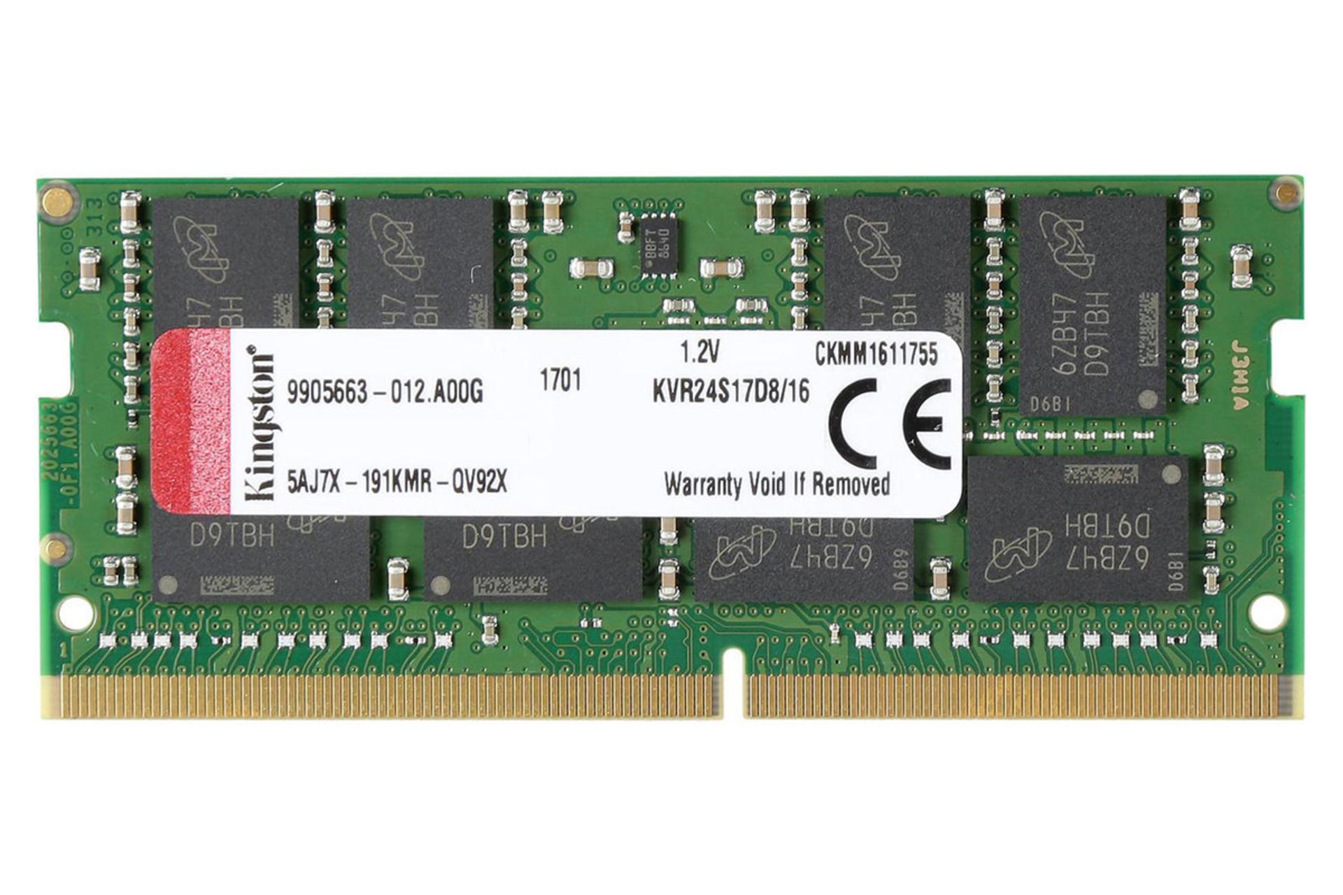 رم کینگستون KVR24S17D8_16 ظرفیت 16 گیگابایت از نوع DDR4-2400