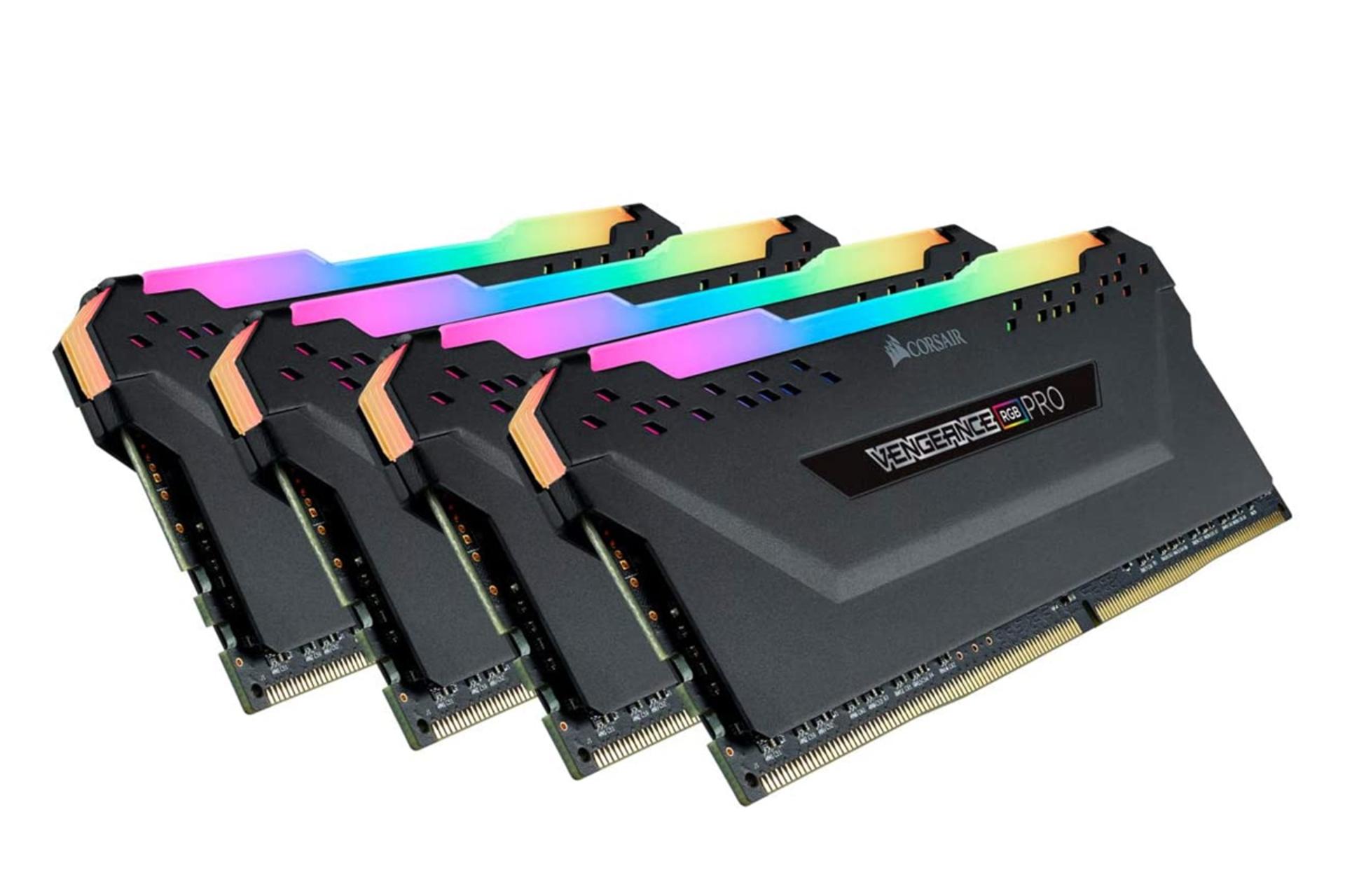 نمای کنار رم کورسیر VENGEANCE RGB PRO ظرفیت 32 گیگابایت (4x8) از نوع DDR4-3600