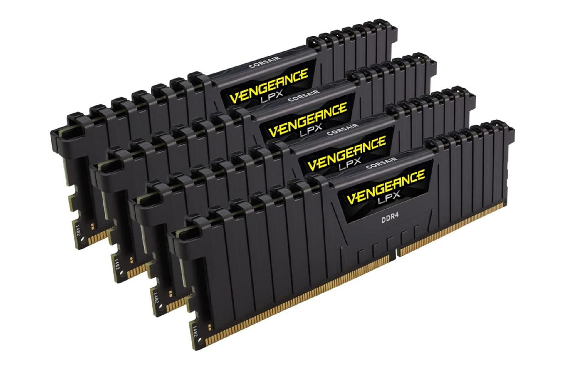 نمای کنار رم کورسیر VENGEANCE LPX ظرفیت 64 گیگابایت (4x16) از نوع DDR4-2400