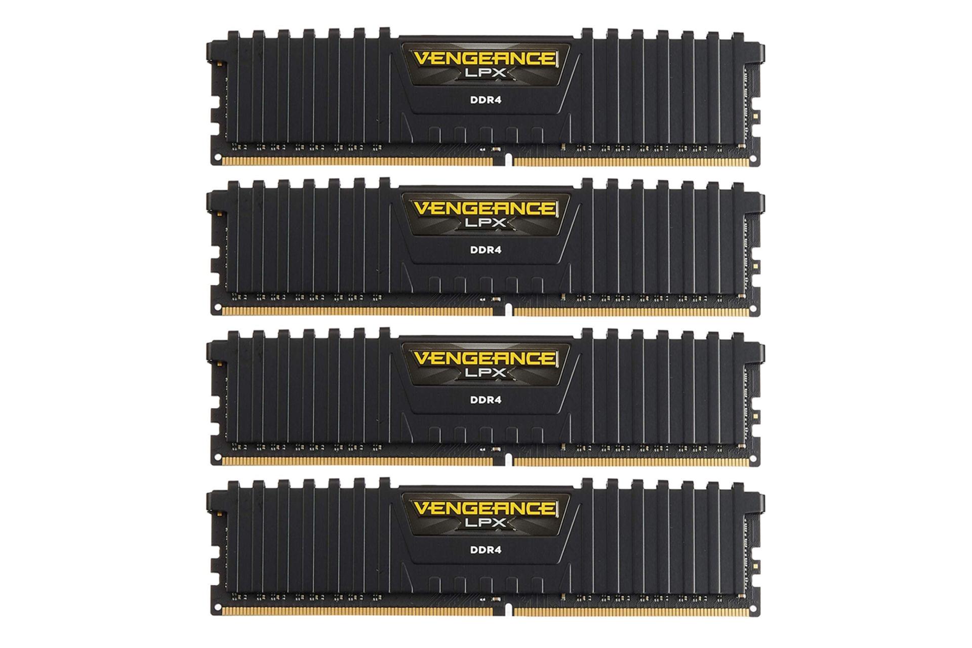 نمای جلو رم کورسیر VENGEANCE LPX ظرفیت 64 گیگابایت (4x16) از نوع DDR4-2400