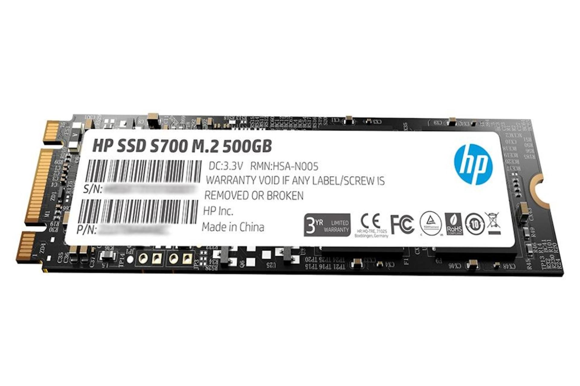 نمای روبرو SSD اچ پی HP S700 SATA M.2 500GB ظرفیت 500 گیگابایت