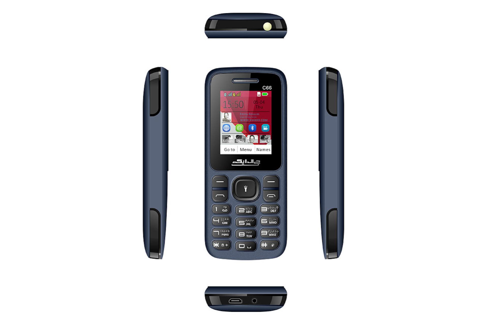 زوایای مختلف گوشی موبایل C66 جی ال ایکس / GLX C66 آبی