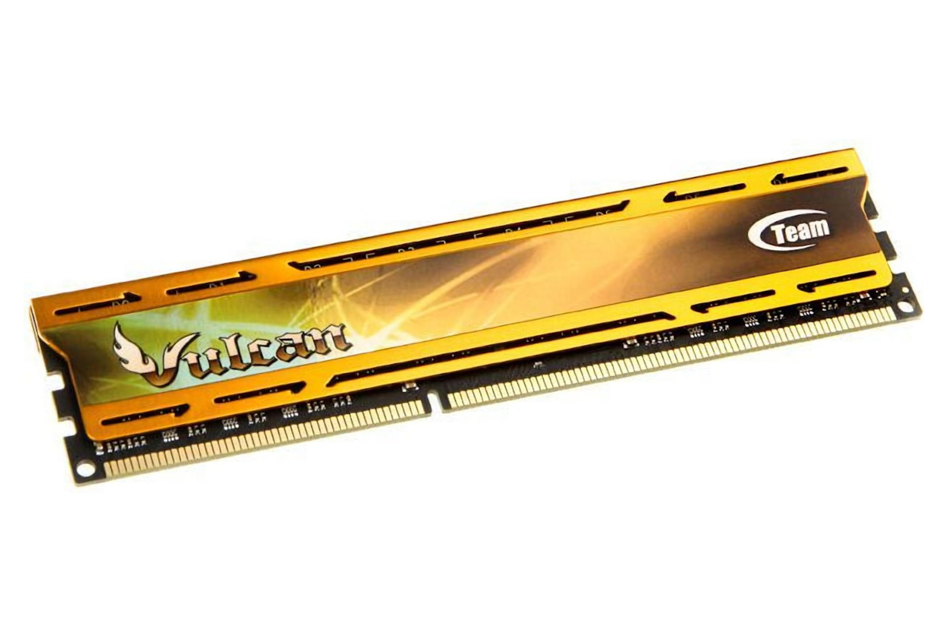 نمای کناری رم تیم گروپ TEAMGROUP VULCAN GOLD ظرفیت 4 گیگابایت از نوع DDR3-1600