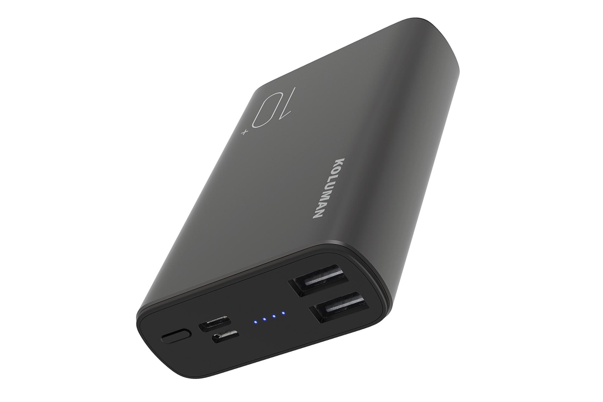 پاور بانک کلومن Koluman KP-320 10000mAh با ظرفیت 10000 میلی‌آمپر ساعت خاکستری