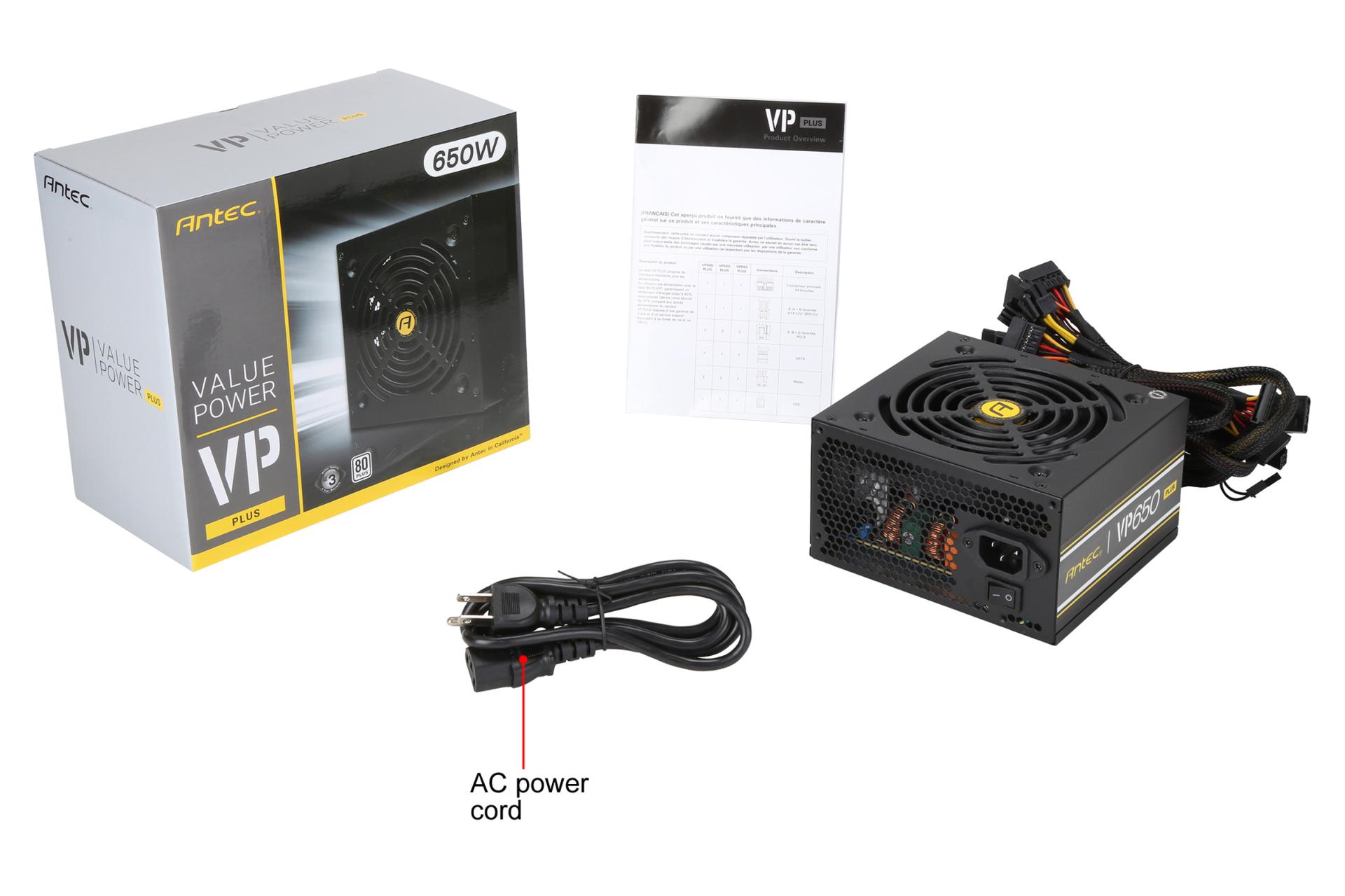 جعبه پاور کامپیوتر انتک VP 650P PLUS با توان 650 وات