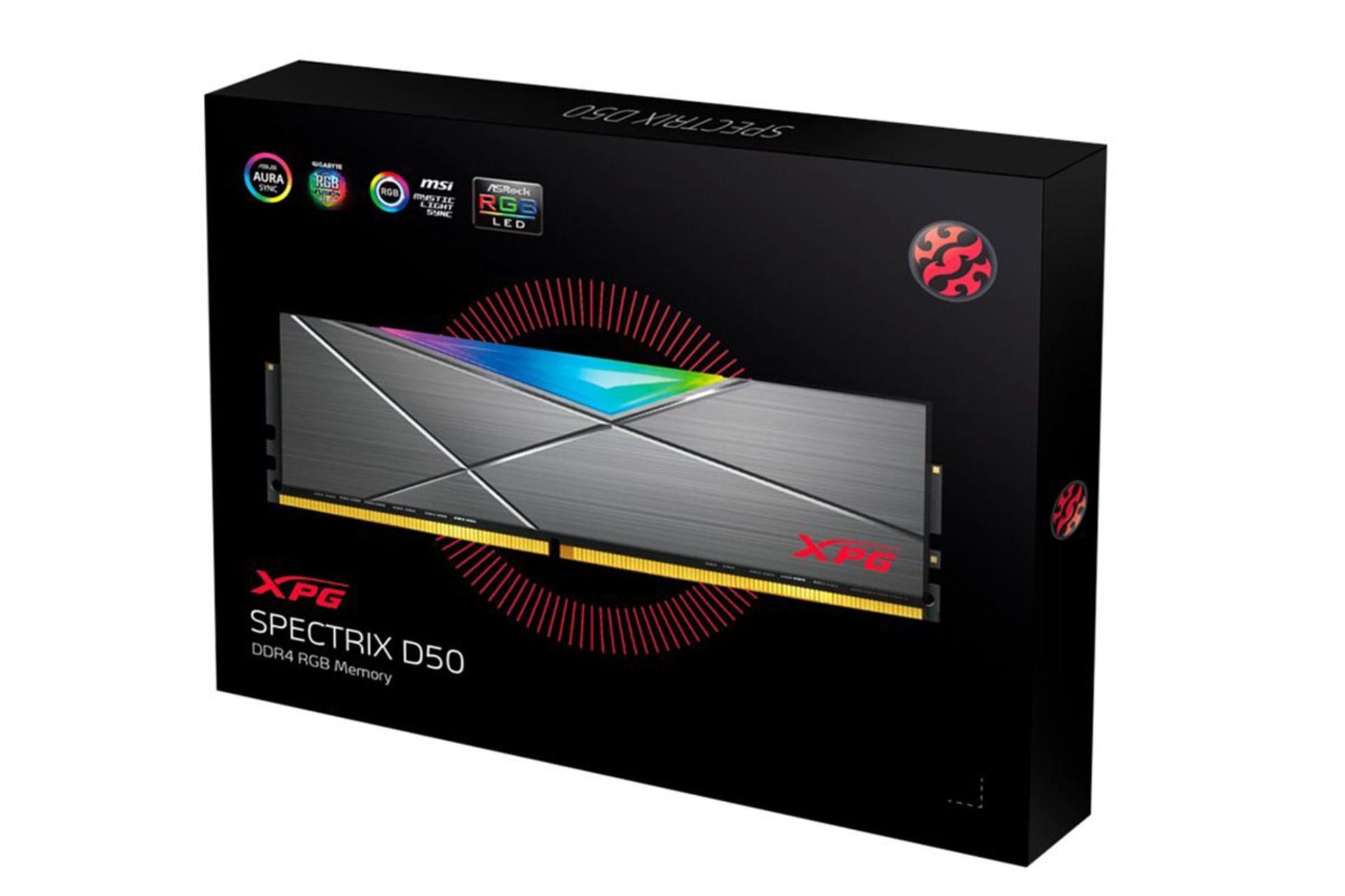 ای دیتا XPG SPECTRIX D50 ظرفیت 32 گیگابایت (2x16) از نوع DDR4-3600 بسته بندی
