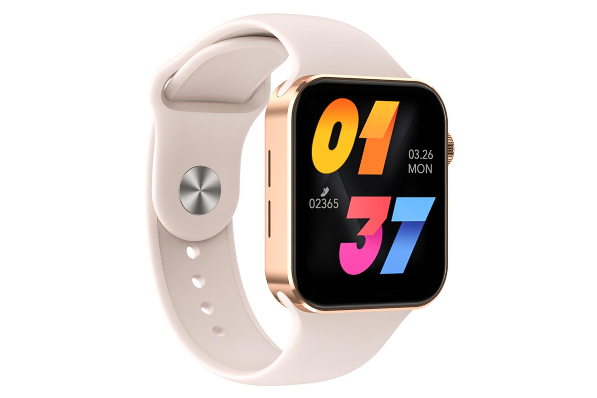 نمای نیمرخ چپ ساعت هوشمند مودیو MW10 رنگ رزگلد