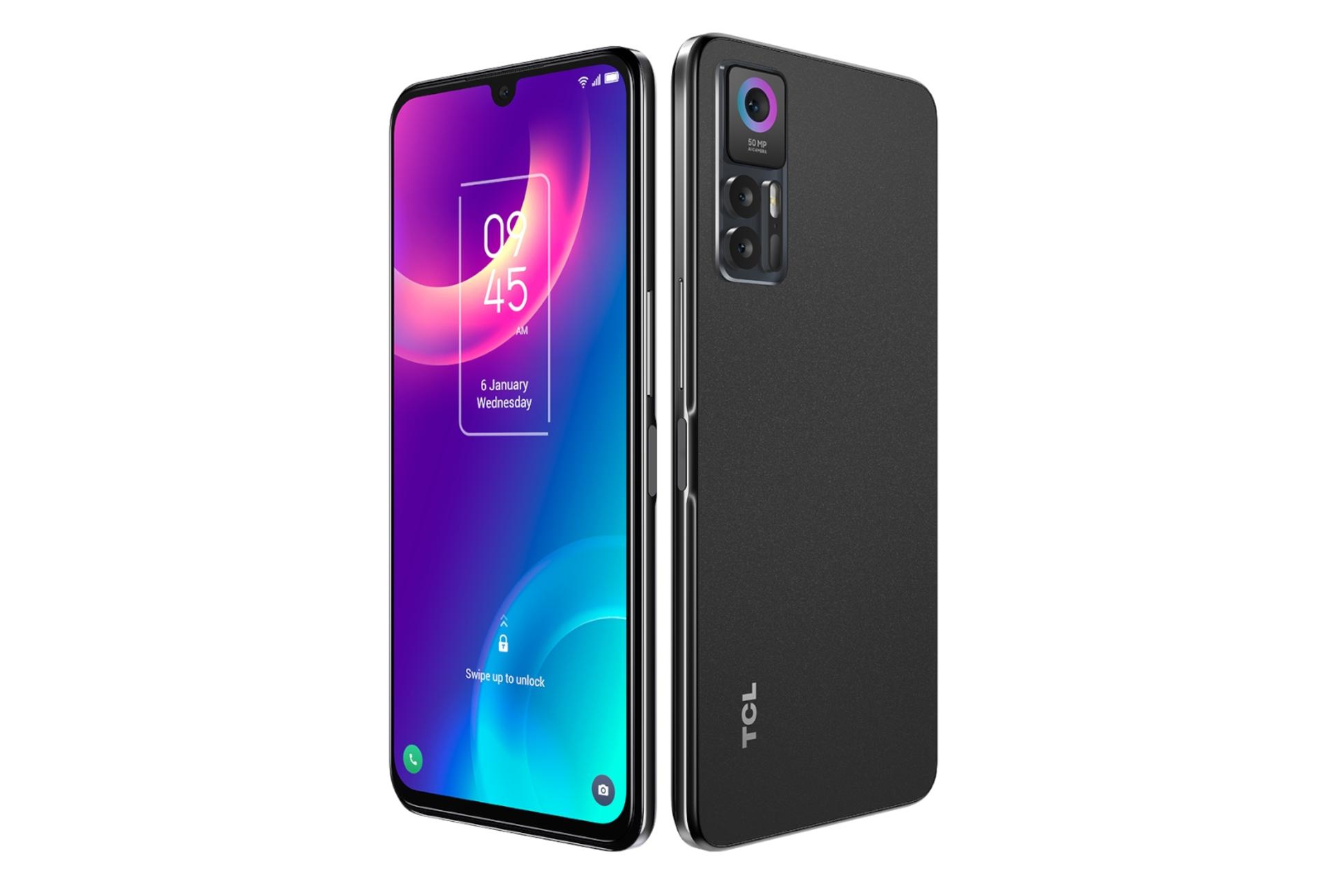 نمای جانبی گوشی موبایل تی سی ال 30 پلاس / TCL 30 Plus مشکی